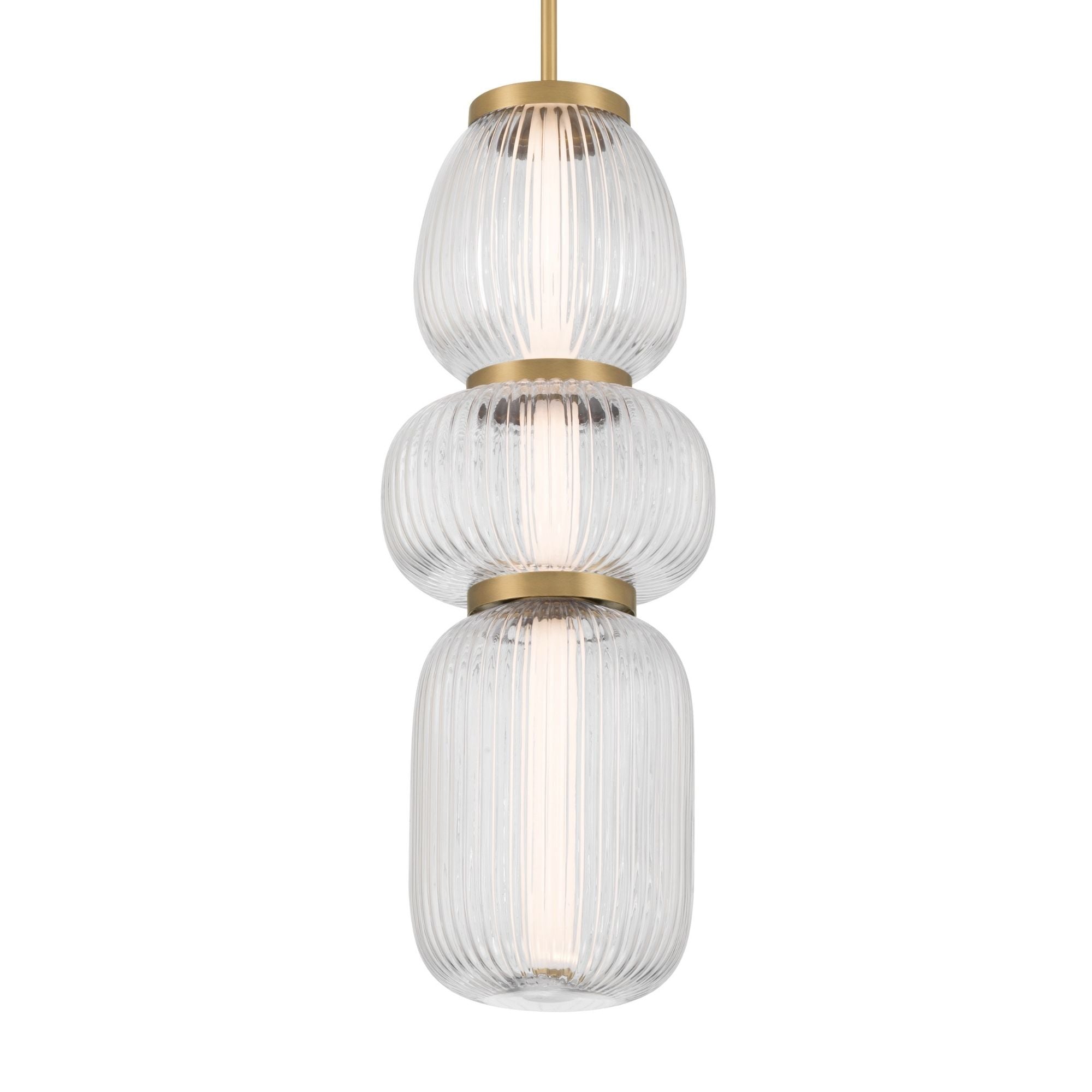 Minka-Lavery Cordel 26 in. LED Mini Pendant, Legacy Brass with Clear Ribbed Glass