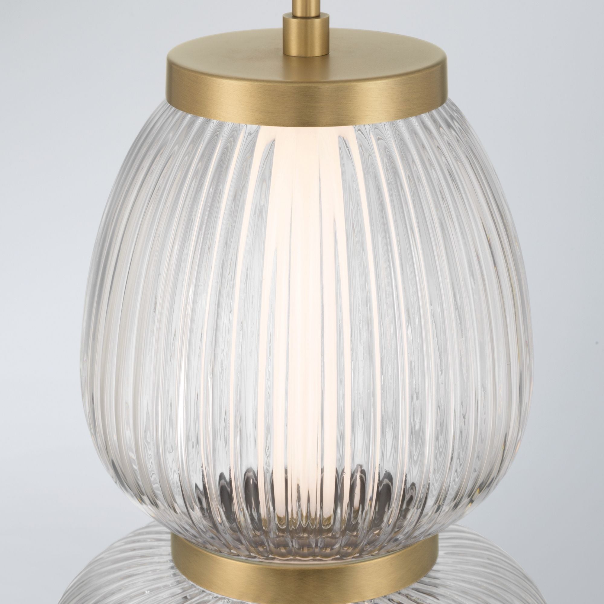 Minka-Lavery Cordel 26 in. LED Mini Pendant, Legacy Brass with Clear Ribbed Glass