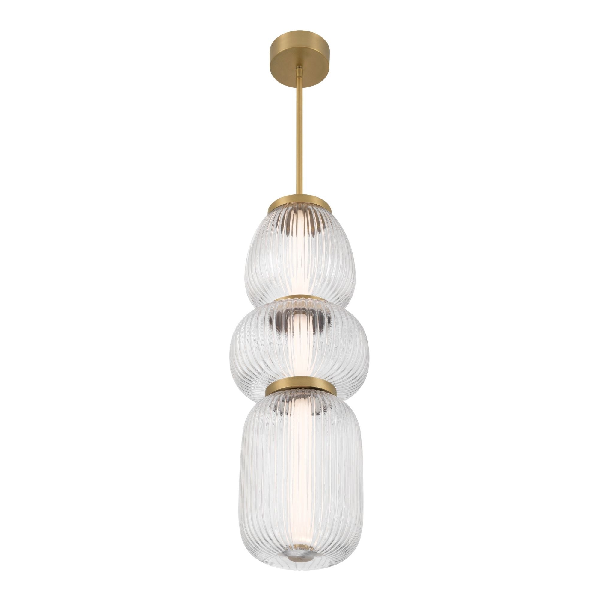 Minka-Lavery Cordel 26 in. LED Mini Pendant, Legacy Brass with Clear Ribbed Glass