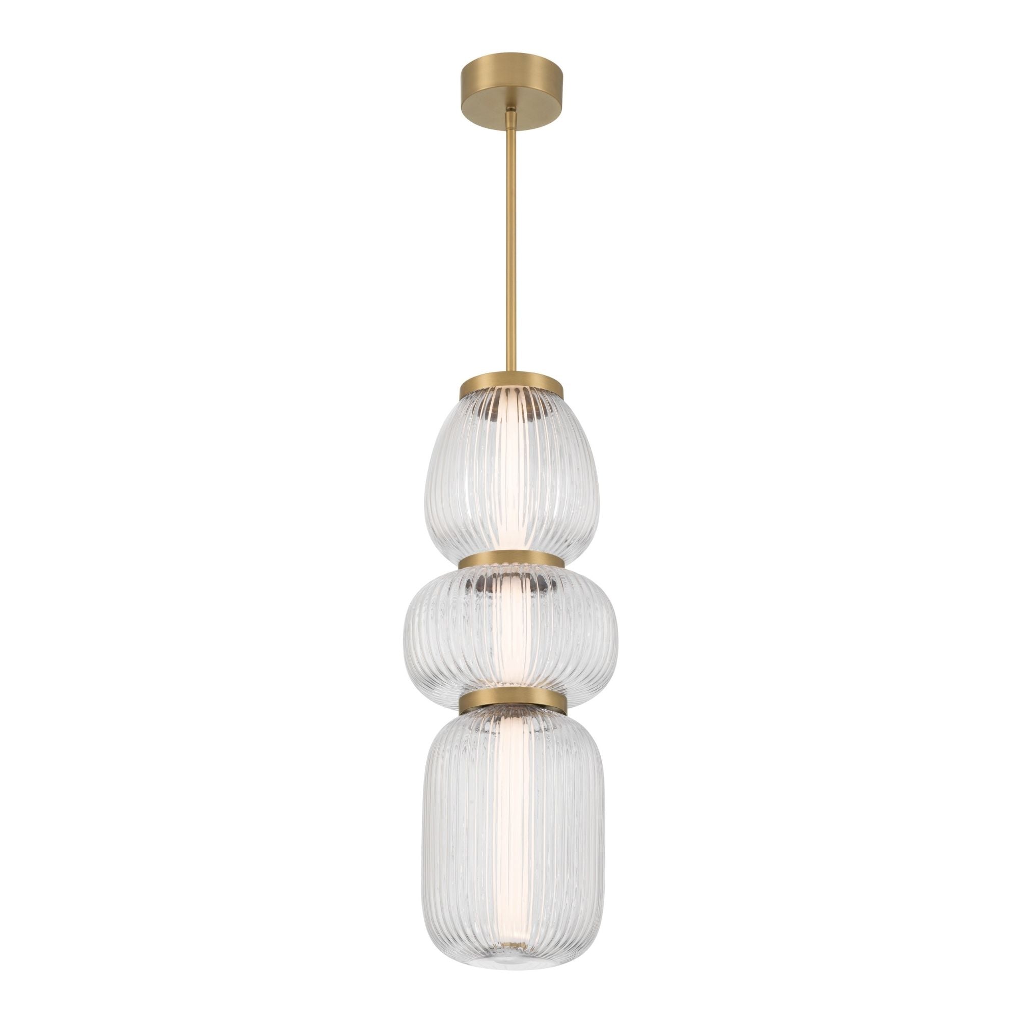 Minka-Lavery Cordel 26 in. LED Mini Pendant, Legacy Brass with Clear Ribbed Glass