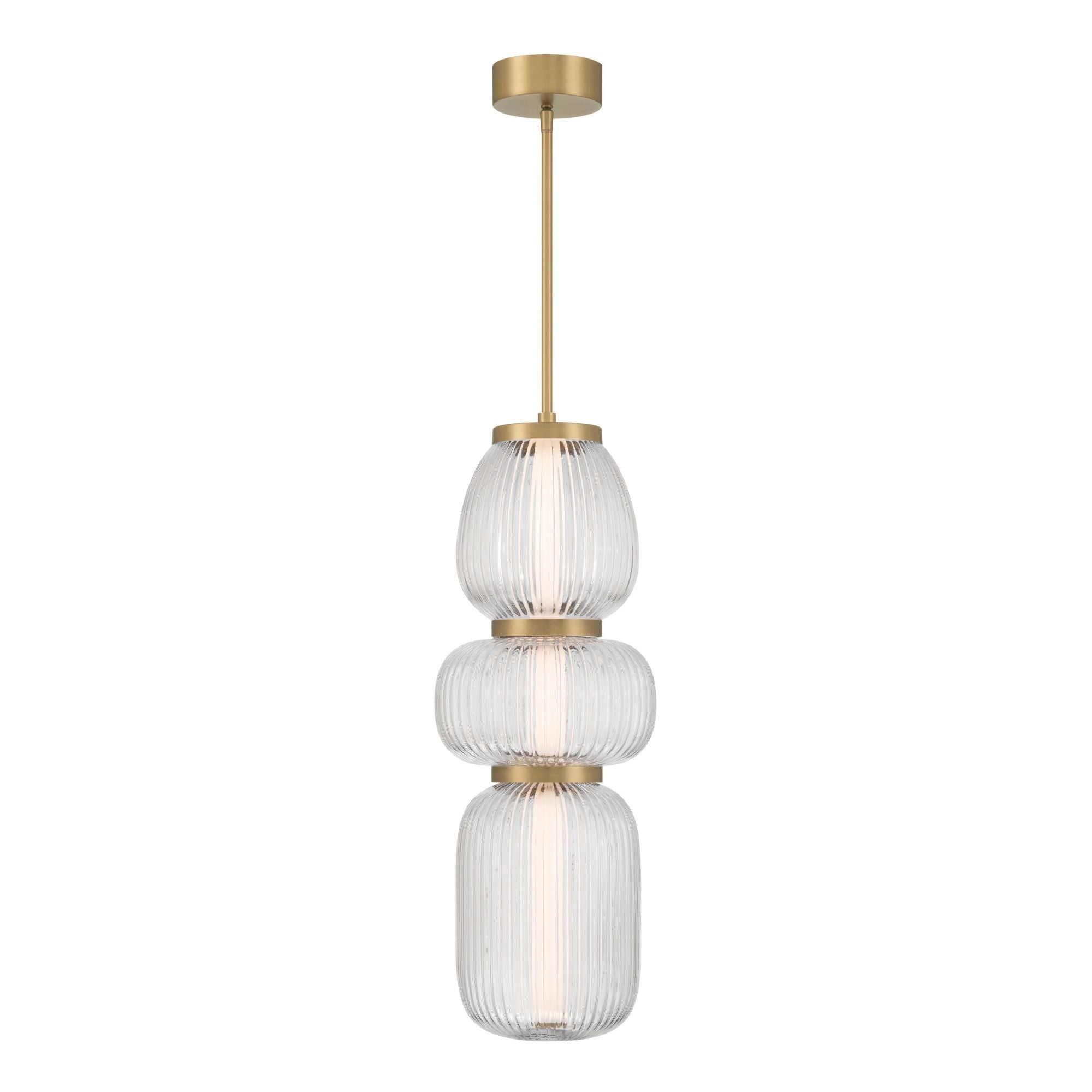 Minka-Lavery Cordel 26 in. LED Mini Pendant, Legacy Brass with Clear Ribbed Glass