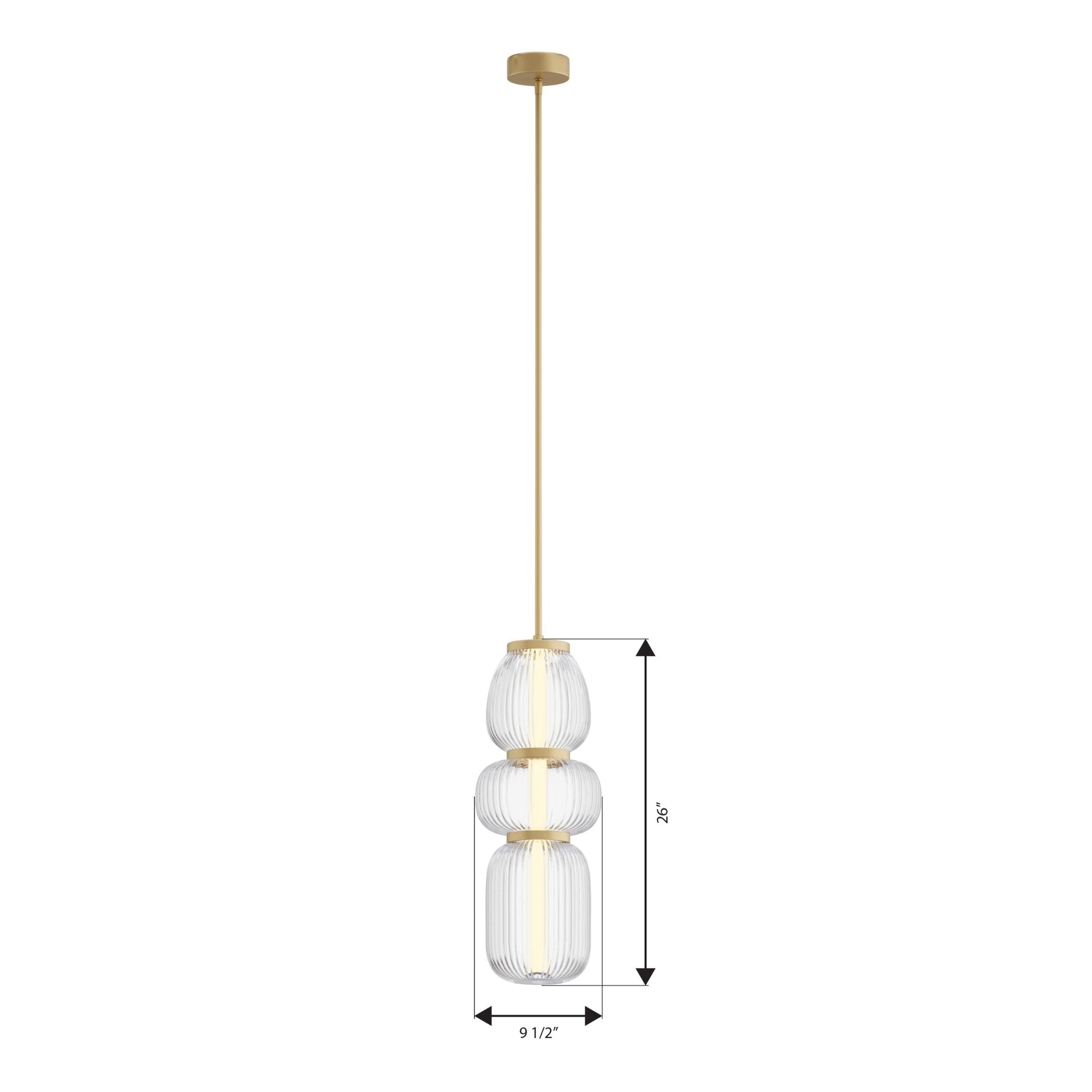 Minka-Lavery Cordel 26 in. LED Mini Pendant, Legacy Brass with Clear Ribbed Glass
