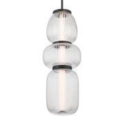 Minka-Lavery Cordel 26 in. LED Mini Pendant, Dark Matte Black with Clear Ribbed Glass