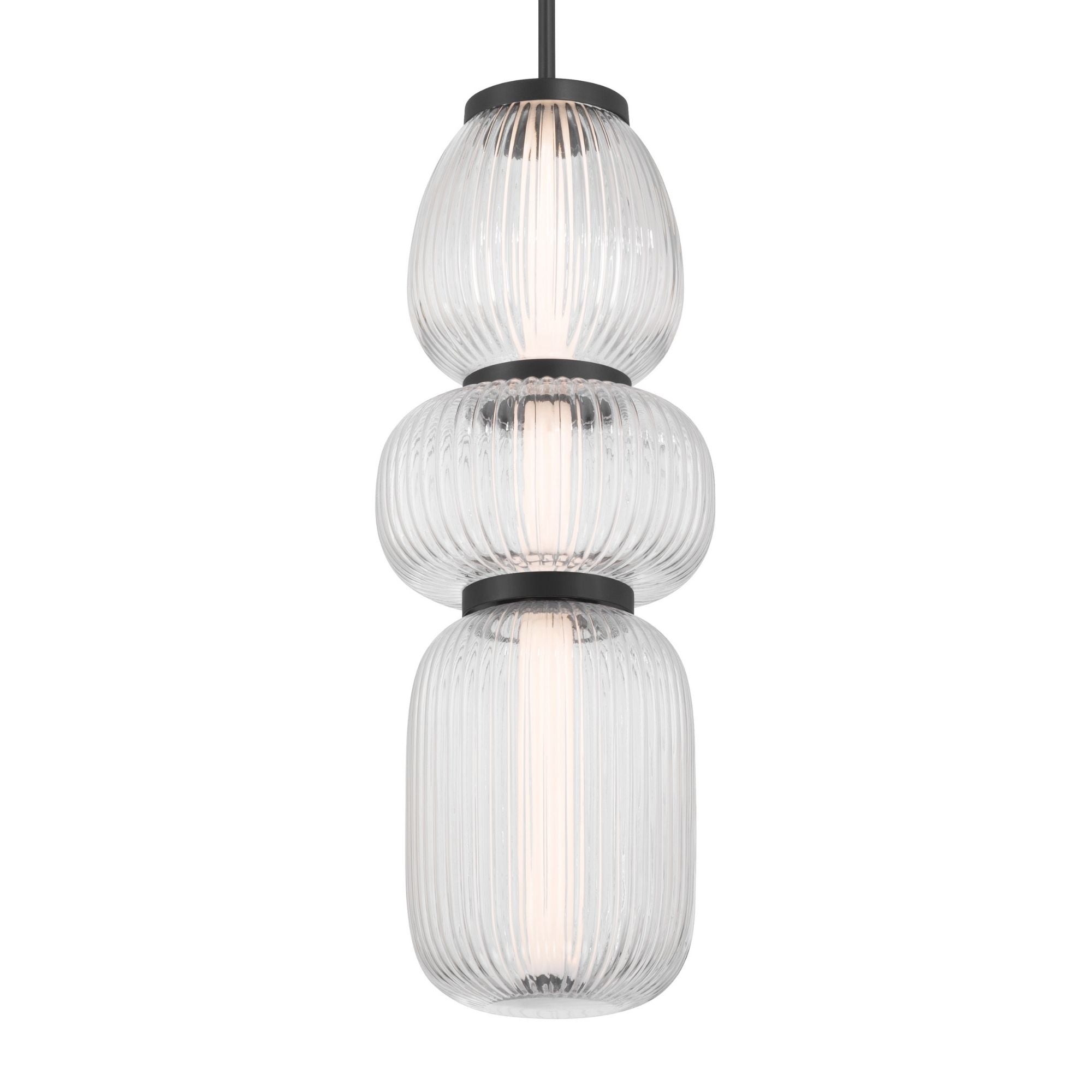 Minka-Lavery Cordel 26 in. LED Mini Pendant, Dark Matte Black with Clear Ribbed Glass