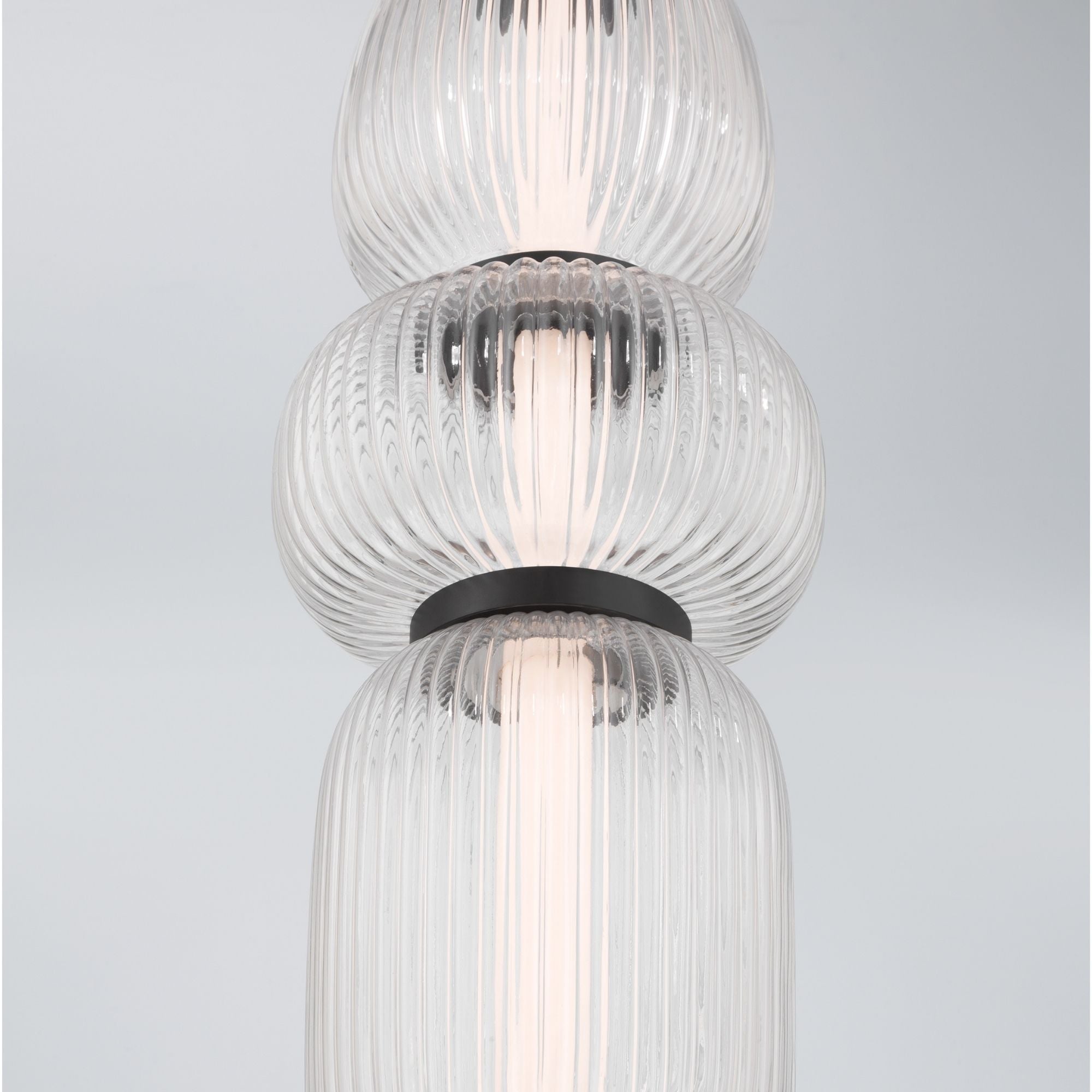 Minka-Lavery Cordel 26 in. LED Mini Pendant, Dark Matte Black with Clear Ribbed Glass