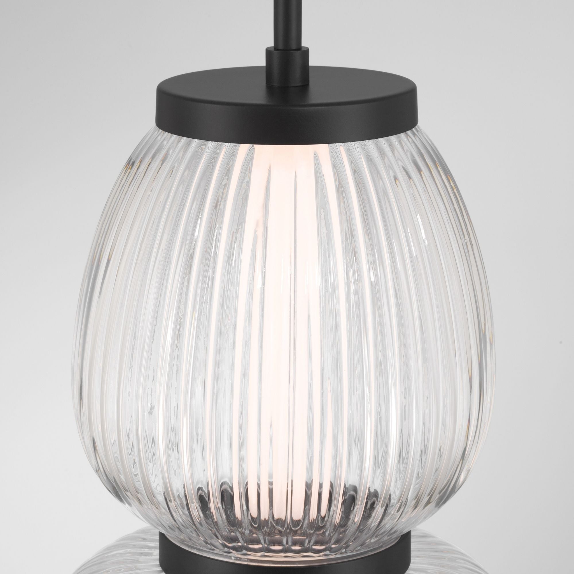 Minka-Lavery Cordel 26 in. LED Mini Pendant, Dark Matte Black with Clear Ribbed Glass