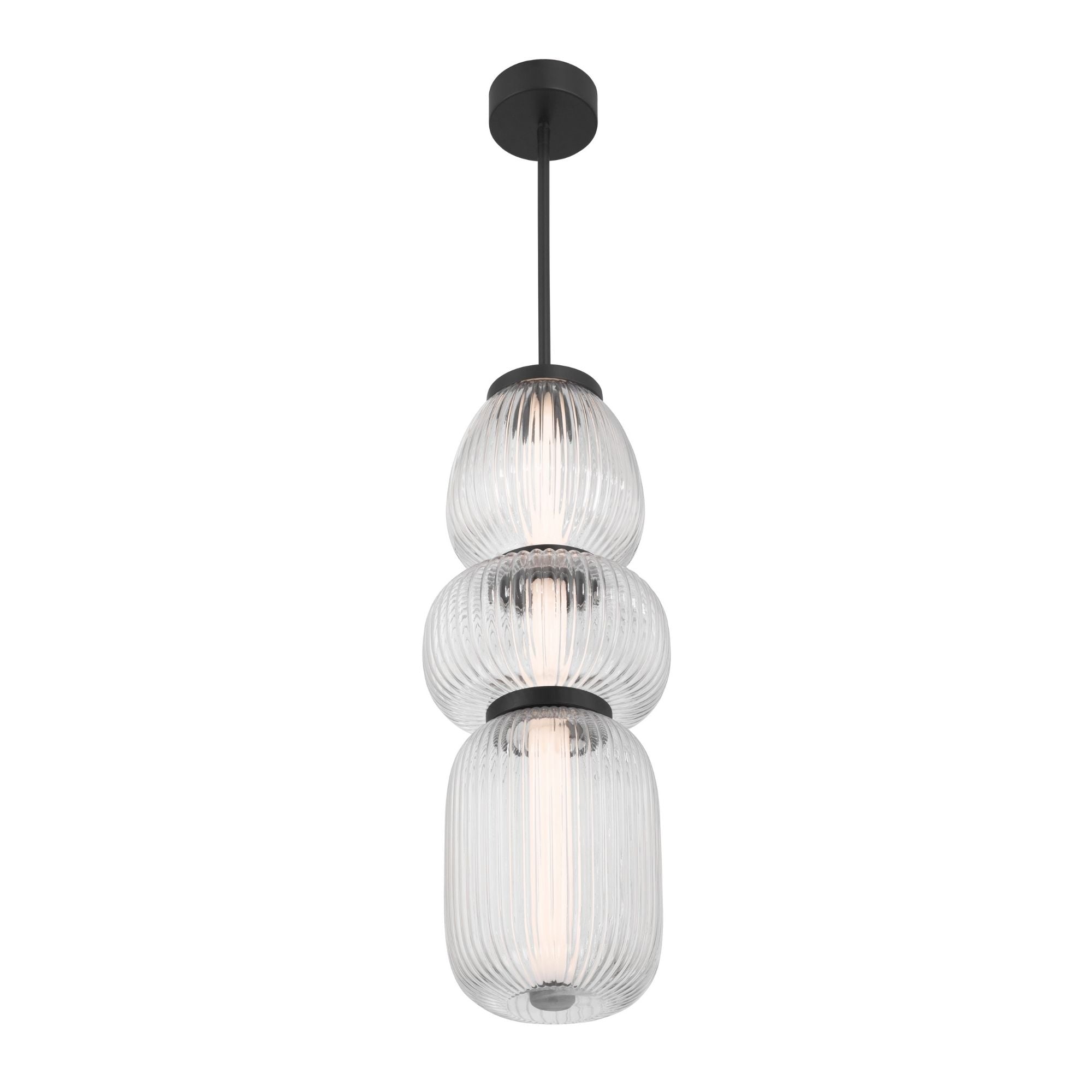 Minka-Lavery Cordel 26 in. LED Mini Pendant, Dark Matte Black with Clear Ribbed Glass