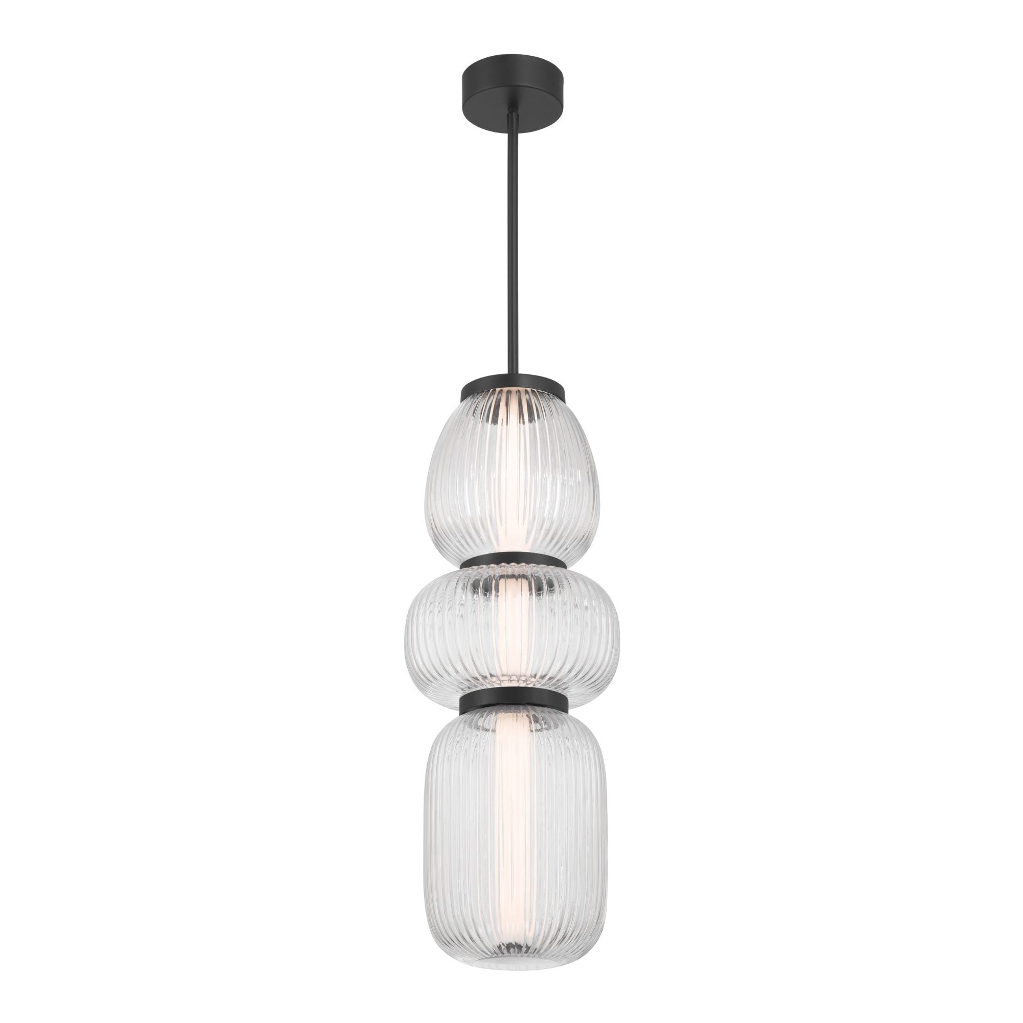 Minka-Lavery Cordel 26 in. LED Mini Pendant, Dark Matte Black with Clear Ribbed Glass