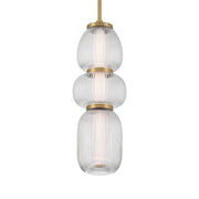 Minka-Lavery Cordel 18.25 in. LED Mini Pendant, Legacy Brass with Clear Ribbed Glass
