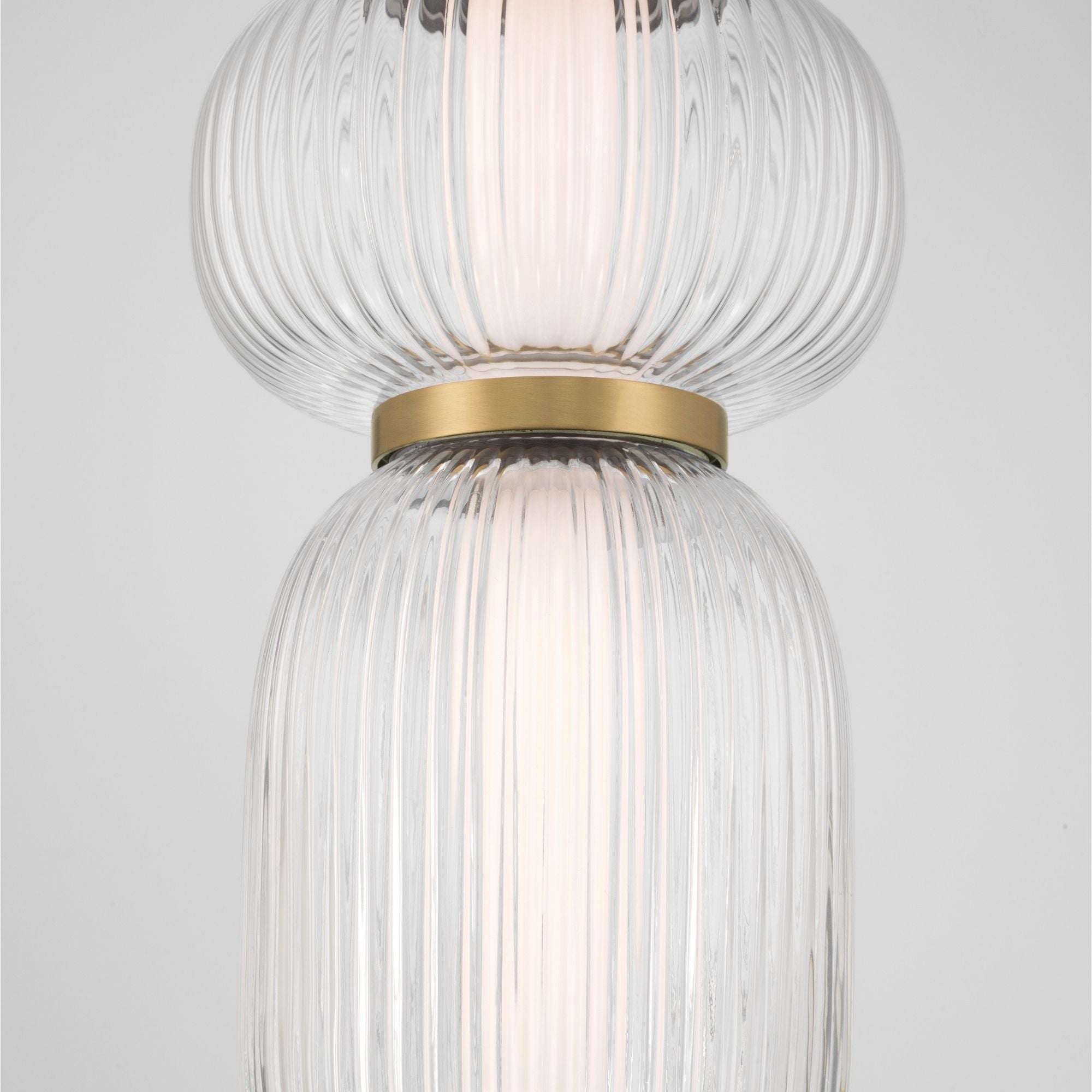 Minka-Lavery Cordel 18.25 in. LED Mini Pendant, Legacy Brass with Clear Ribbed Glass
