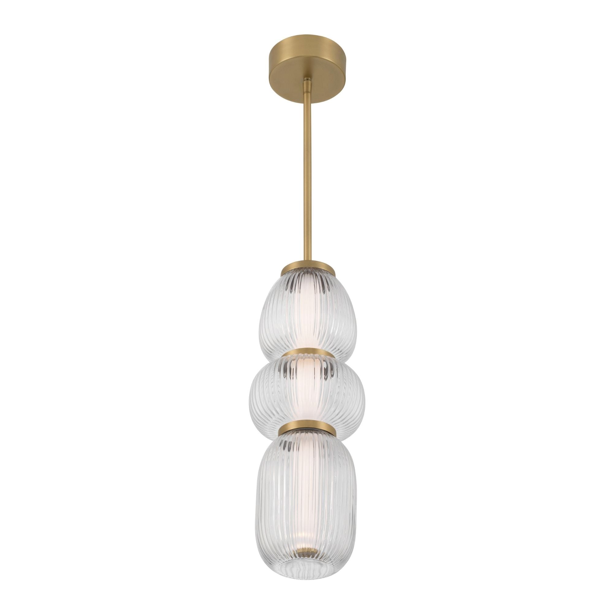Minka-Lavery Cordel 18.25 in. LED Mini Pendant, Legacy Brass with Clear Ribbed Glass