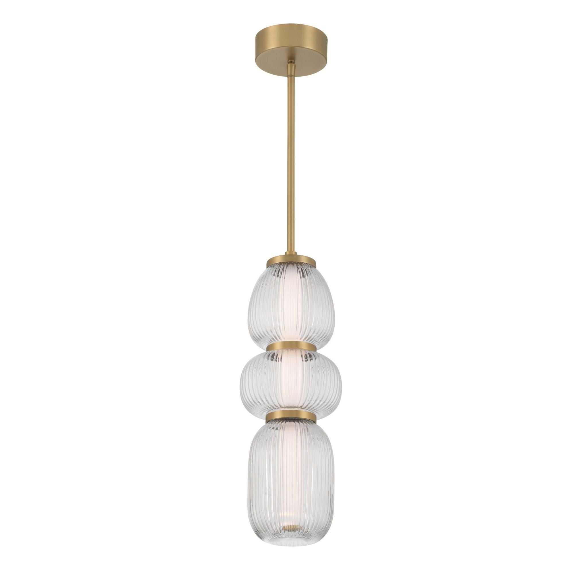 Minka-Lavery Cordel 18.25 in. LED Mini Pendant, Legacy Brass with Clear Ribbed Glass