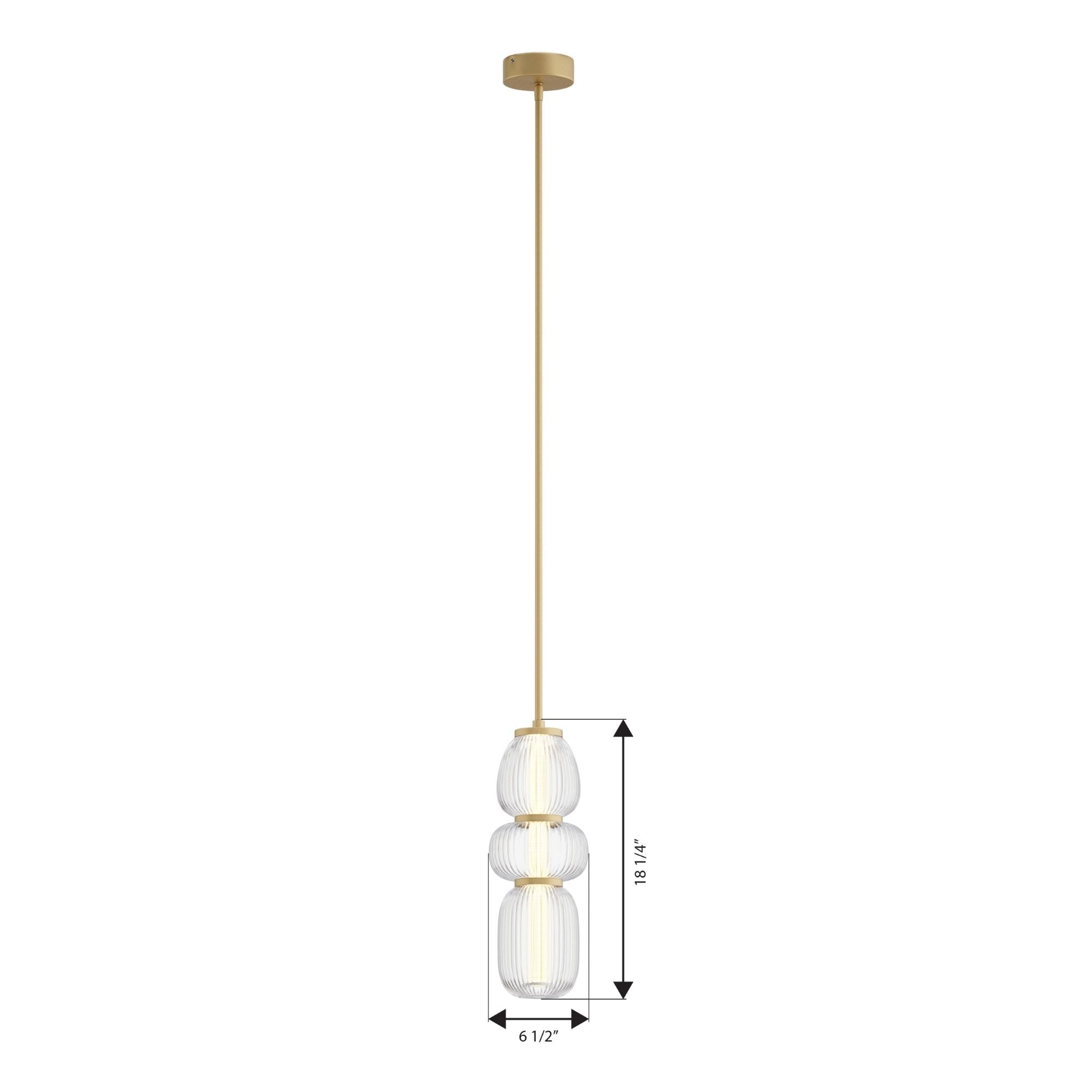 Minka-Lavery Cordel 18.25 in. LED Mini Pendant, Legacy Brass with Clear Ribbed Glass