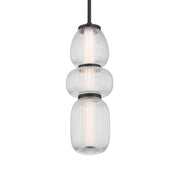 Minka-Lavery Cordel 18.25 in. LED Mini Pendant, Dark Matte Black with Clear Ribbed Glass