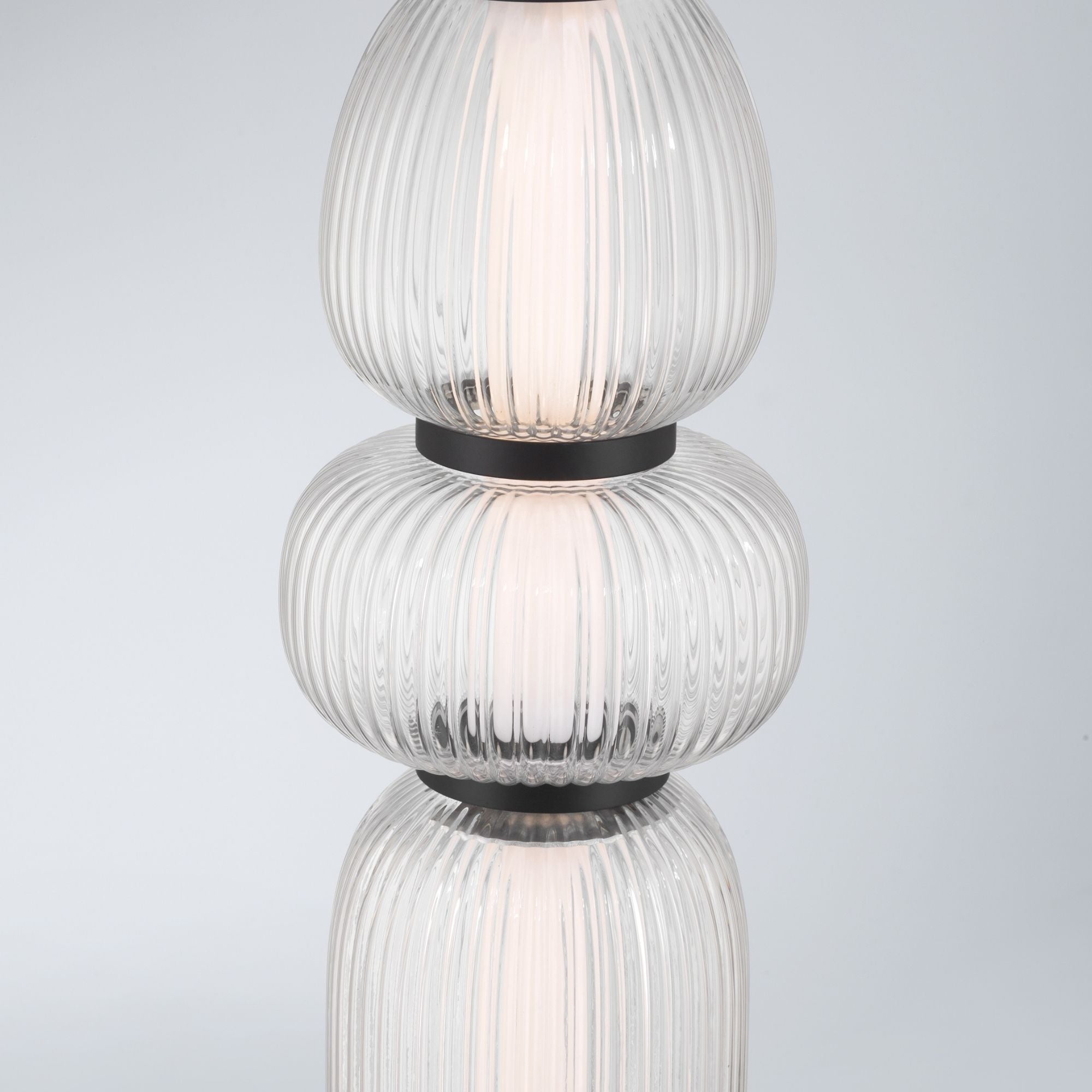 Minka-Lavery Cordel 18.25 in. LED Mini Pendant, Dark Matte Black with Clear Ribbed Glass