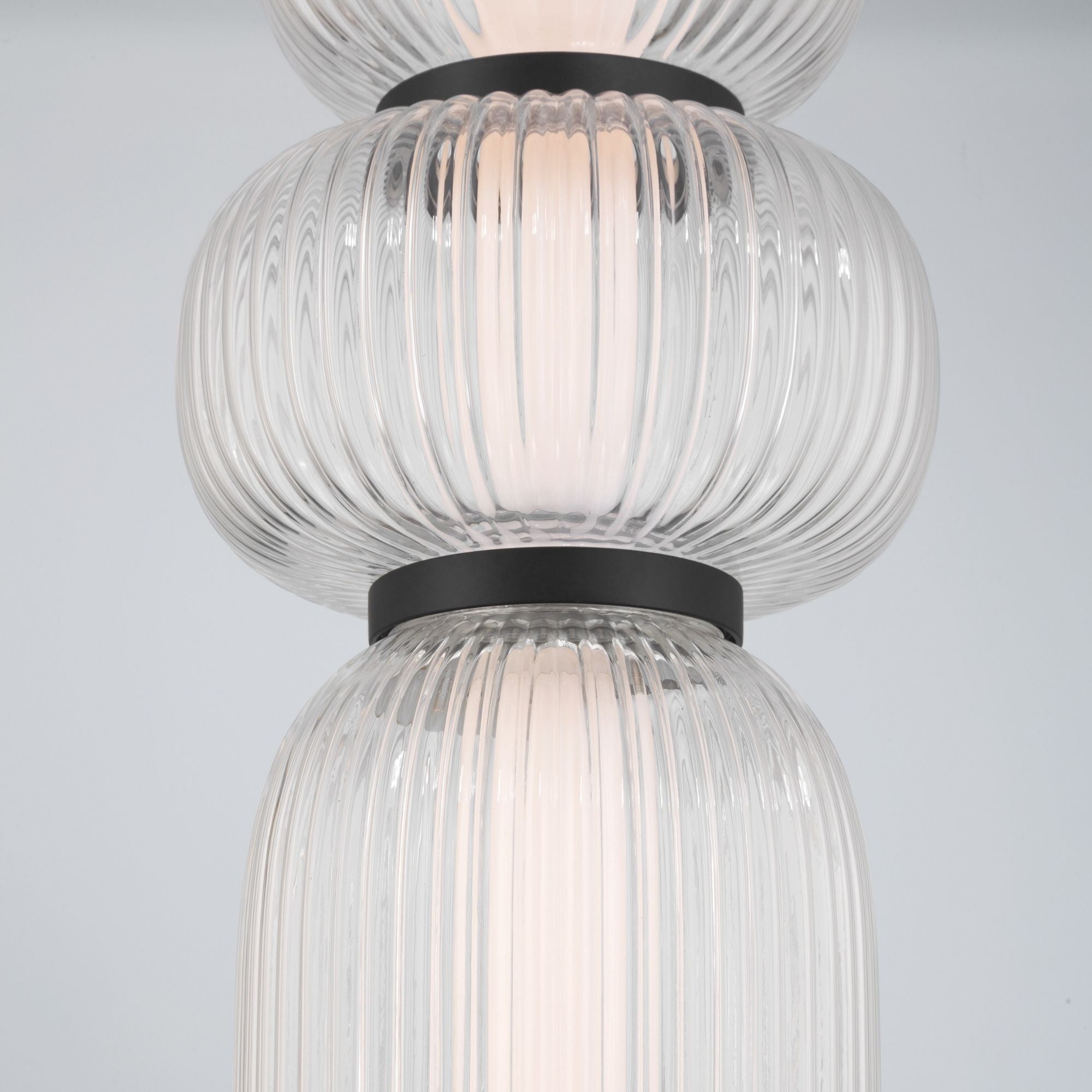 Minka-Lavery Cordel 18.25 in. LED Mini Pendant, Dark Matte Black with Clear Ribbed Glass