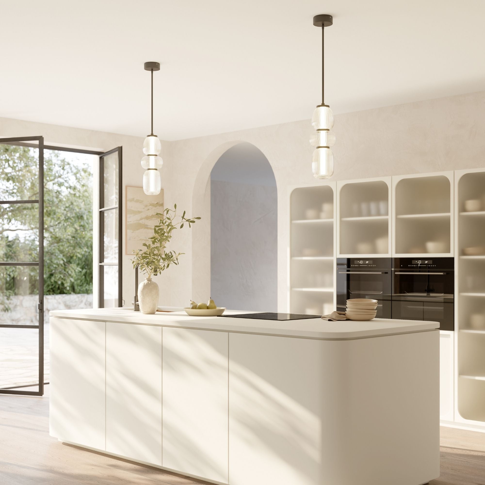 Minka-Lavery Cordel 18.25 in. LED Mini Pendant, Dark Matte Black with Clear Ribbed Glass