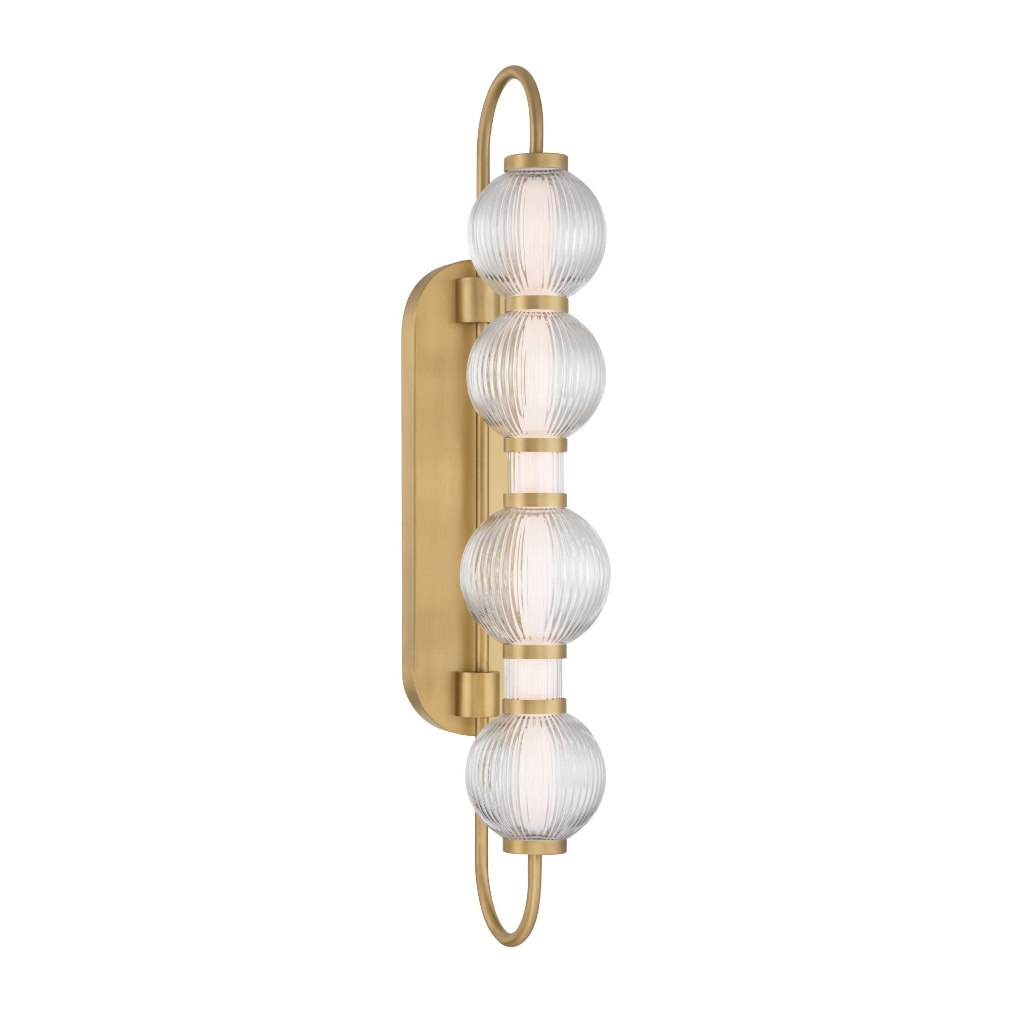 Minka-Lavery Cordel 30.25 in. Wall Sconce, Legacy Brass with Clear Ribbed Glass