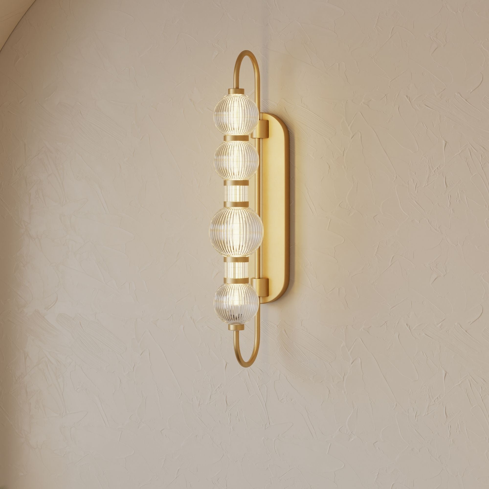 Minka-Lavery Cordel 30.25 in. Wall Sconce, Legacy Brass with Clear Ribbed Glass