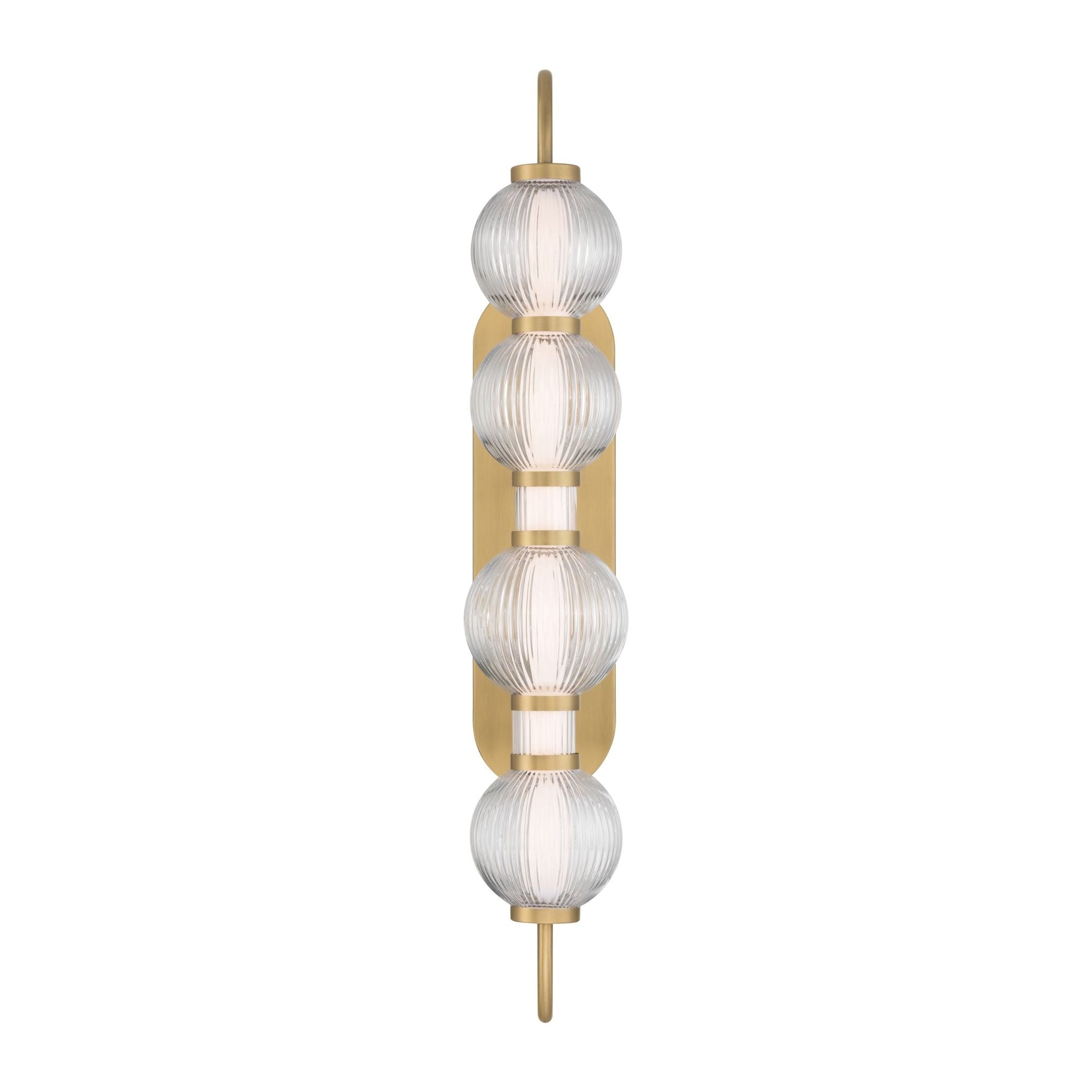 Minka-Lavery Cordel 30.25 in. Wall Sconce, Legacy Brass with Clear Ribbed Glass