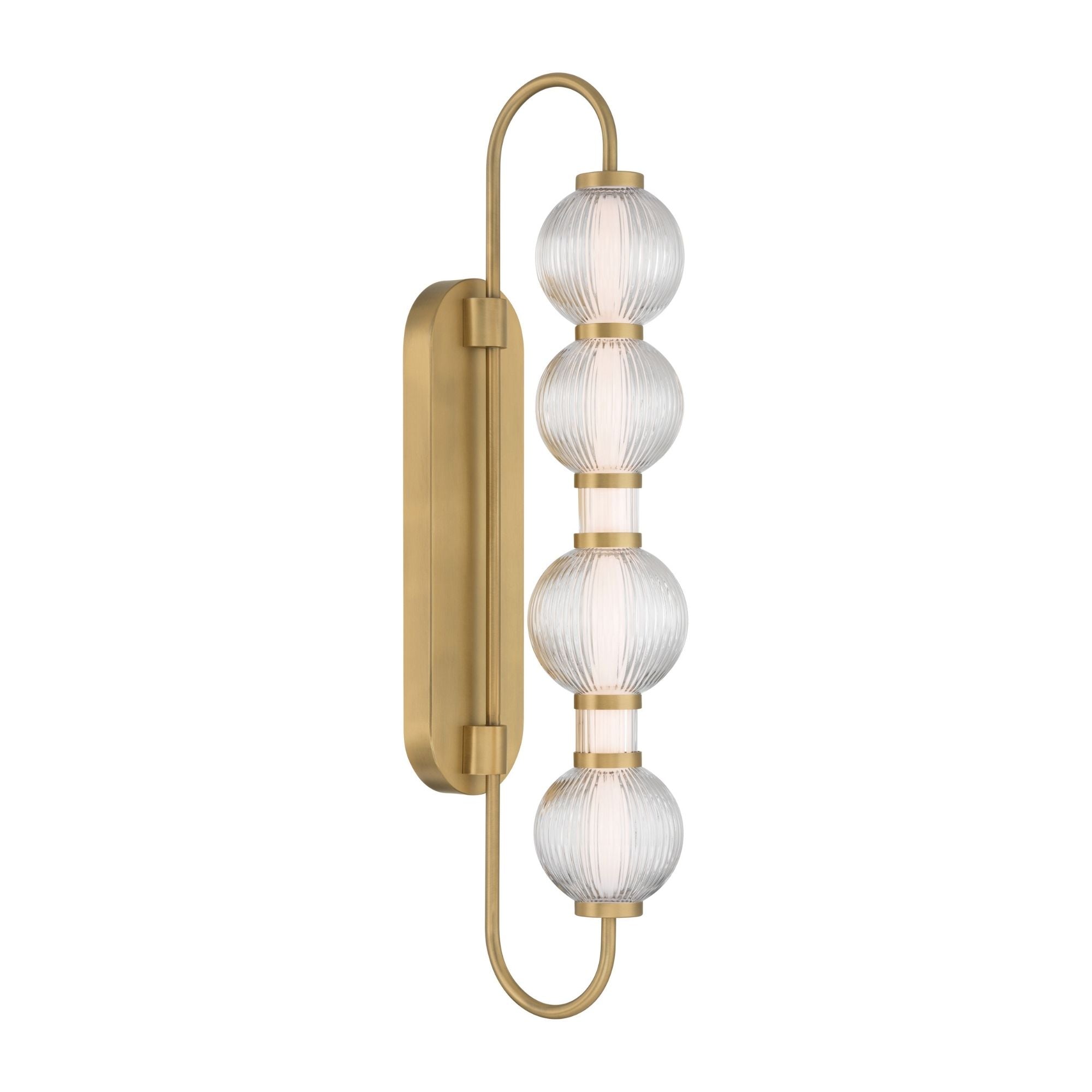 Minka-Lavery Cordel 30.25 in. Wall Sconce, Legacy Brass with Clear Ribbed Glass