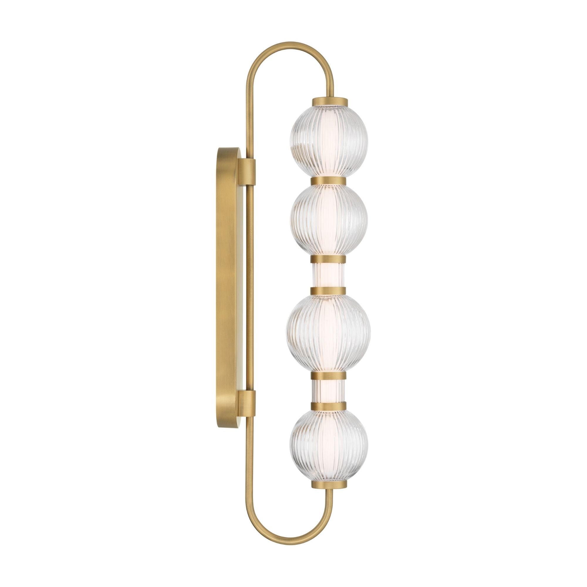 Minka-Lavery Cordel 30.25 in. Wall Sconce, Legacy Brass with Clear Ribbed Glass