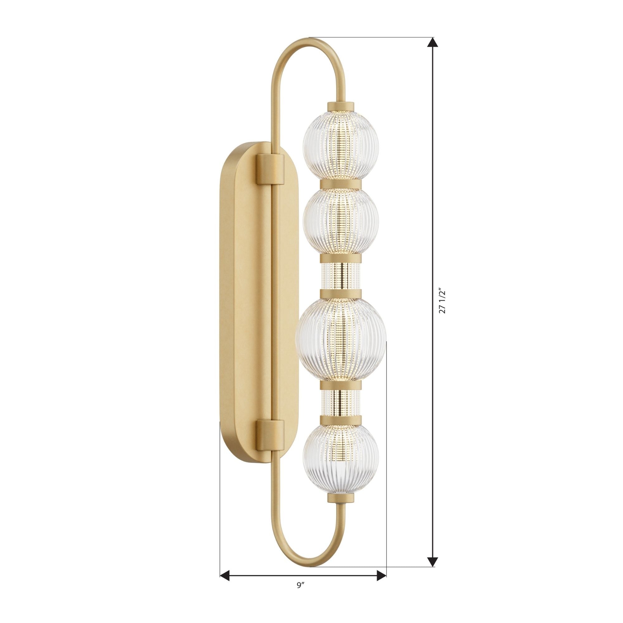 Minka-Lavery Cordel 30.25 in. Wall Sconce, Legacy Brass with Clear Ribbed Glass