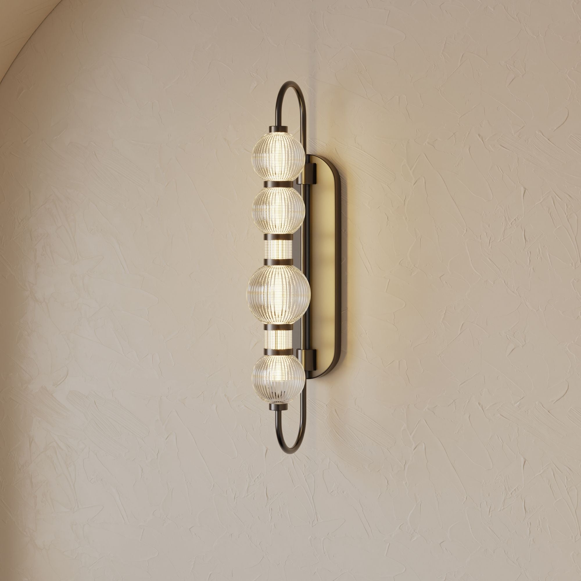 Minka-Lavery Cordel 30.25 in. LED Wall Sconce, Dark Matte Black with Clear Ribbed Glass