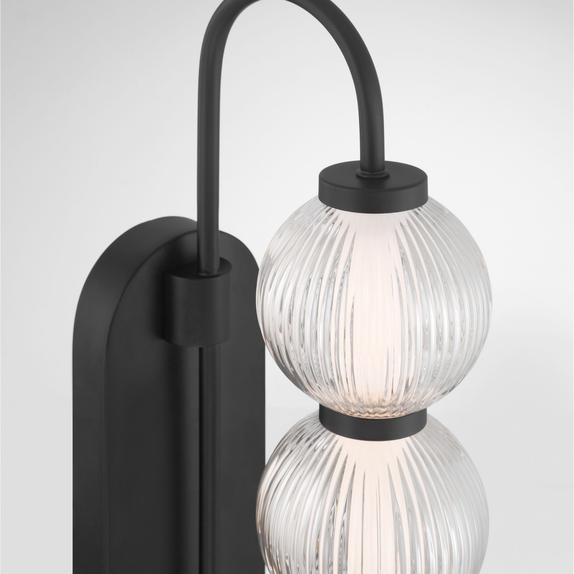 Minka-Lavery Cordel 30.25 in. LED Wall Sconce, Dark Matte Black with Clear Ribbed Glass