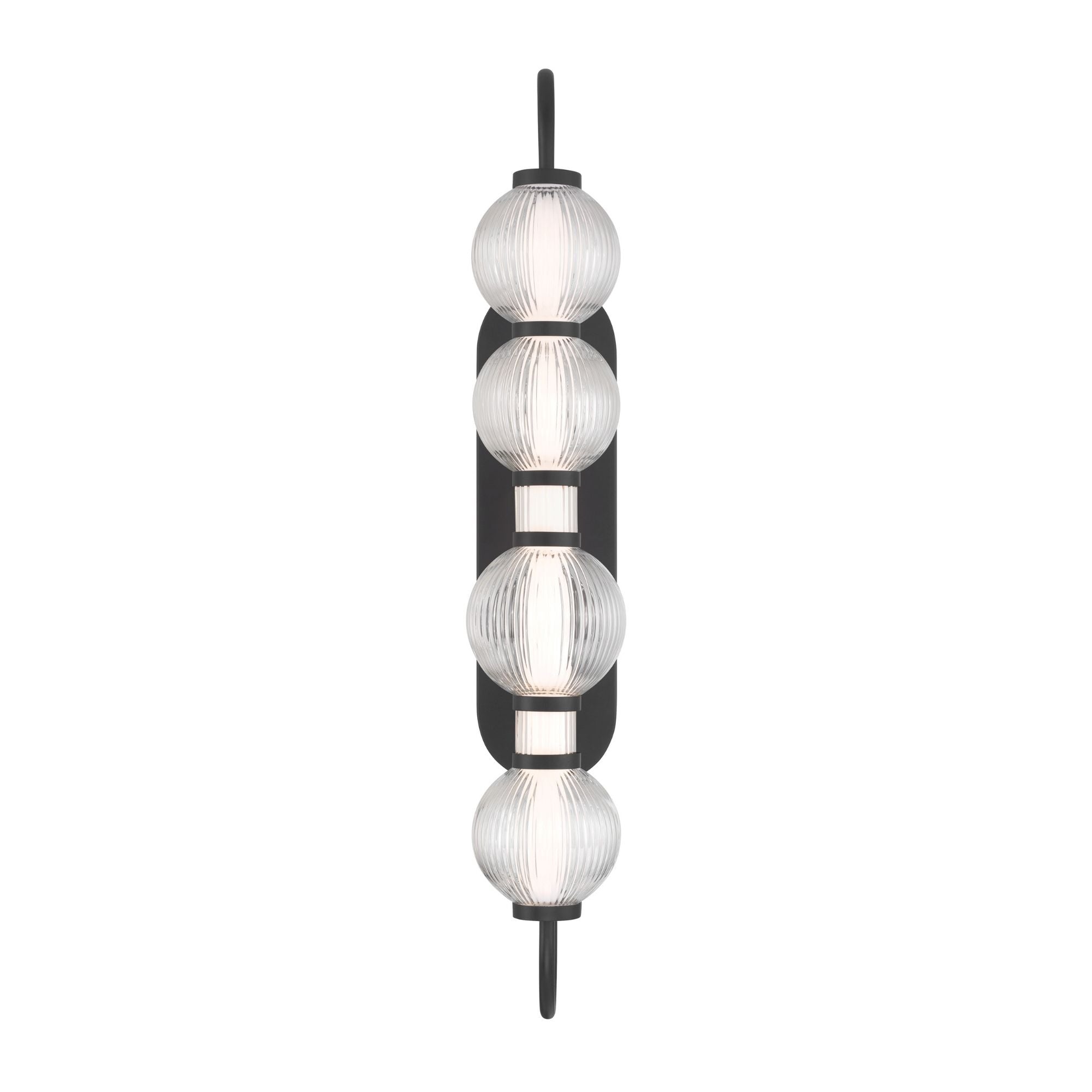 Minka-Lavery Cordel 30.25 in. LED Wall Sconce, Dark Matte Black with Clear Ribbed Glass