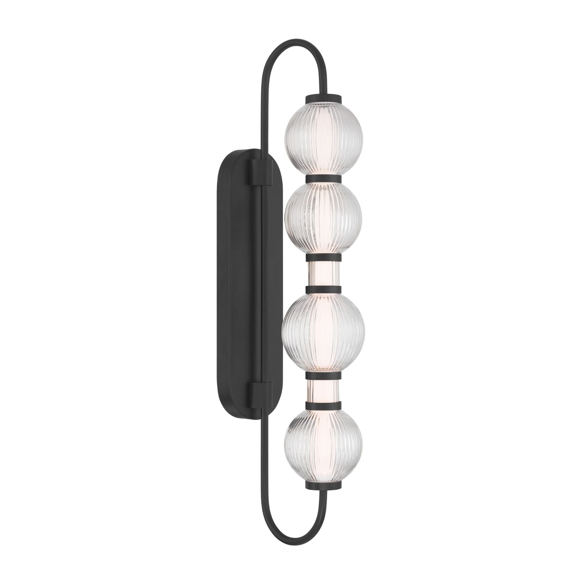 Minka-Lavery Cordel 30.25 in. LED Wall Sconce, Dark Matte Black with Clear Ribbed Glass