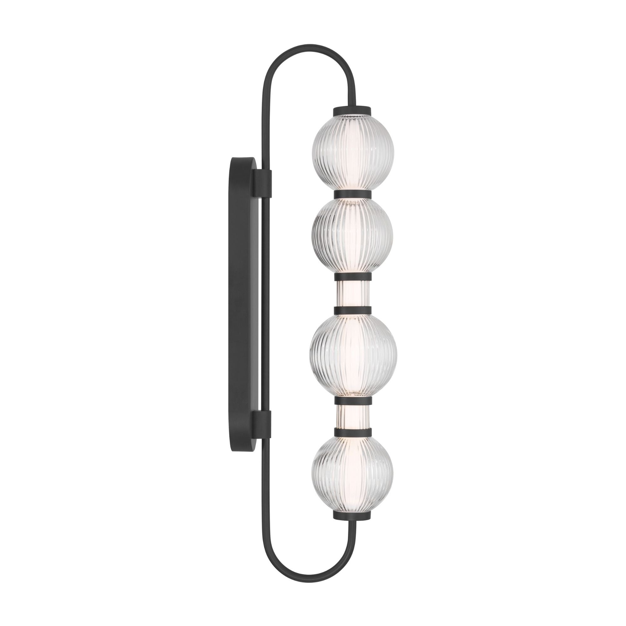 Minka-Lavery Cordel 30.25 in. LED Wall Sconce, Dark Matte Black with Clear Ribbed Glass