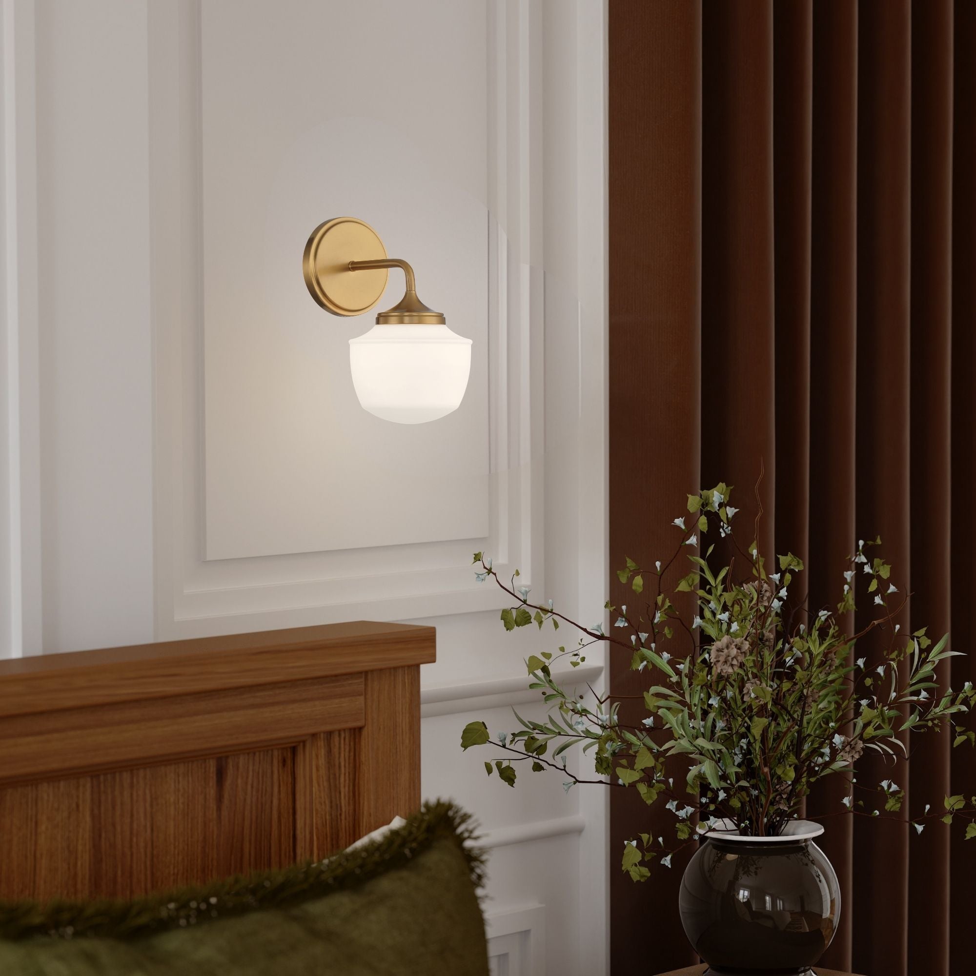 Minka-Lavery Cornwell 10 in. Bathroom Vanity Light, Aged Brass with Etched Opal Glass