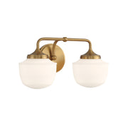 Minka-Lavery Cornwell 16 in. 2-Light Bathroom Vanity Light, Aged Brass with Etched Opal Glass