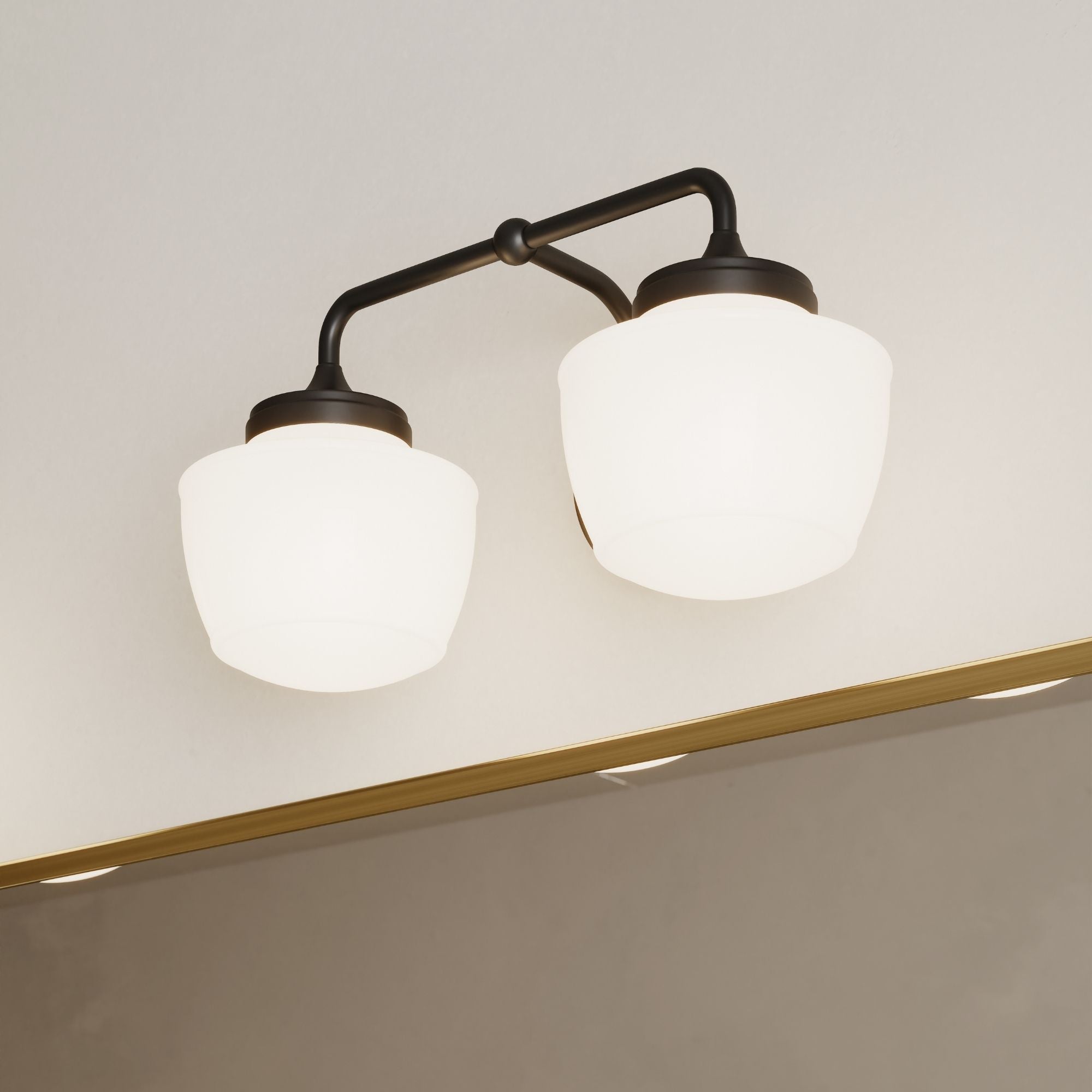 Minka-Lavery Cornwell 16 in. 2-Light Vanity, Dark Matte Black with Etched Opal Glass