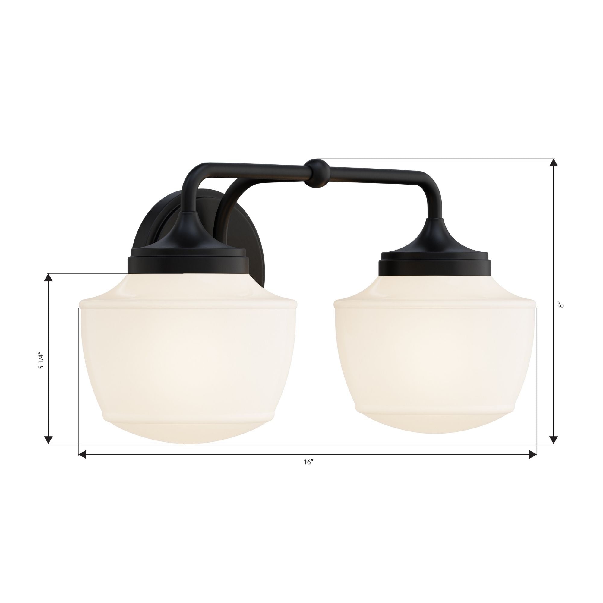 Minka-Lavery Cornwell 16 in. 2-Light Vanity, Dark Matte Black with Etched Opal Glass