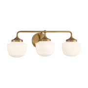 Minka-Lavery Cornwell 23 in. 3-Light Bathroom Vanity Light, Aged Brass with Etched Opal Glass
