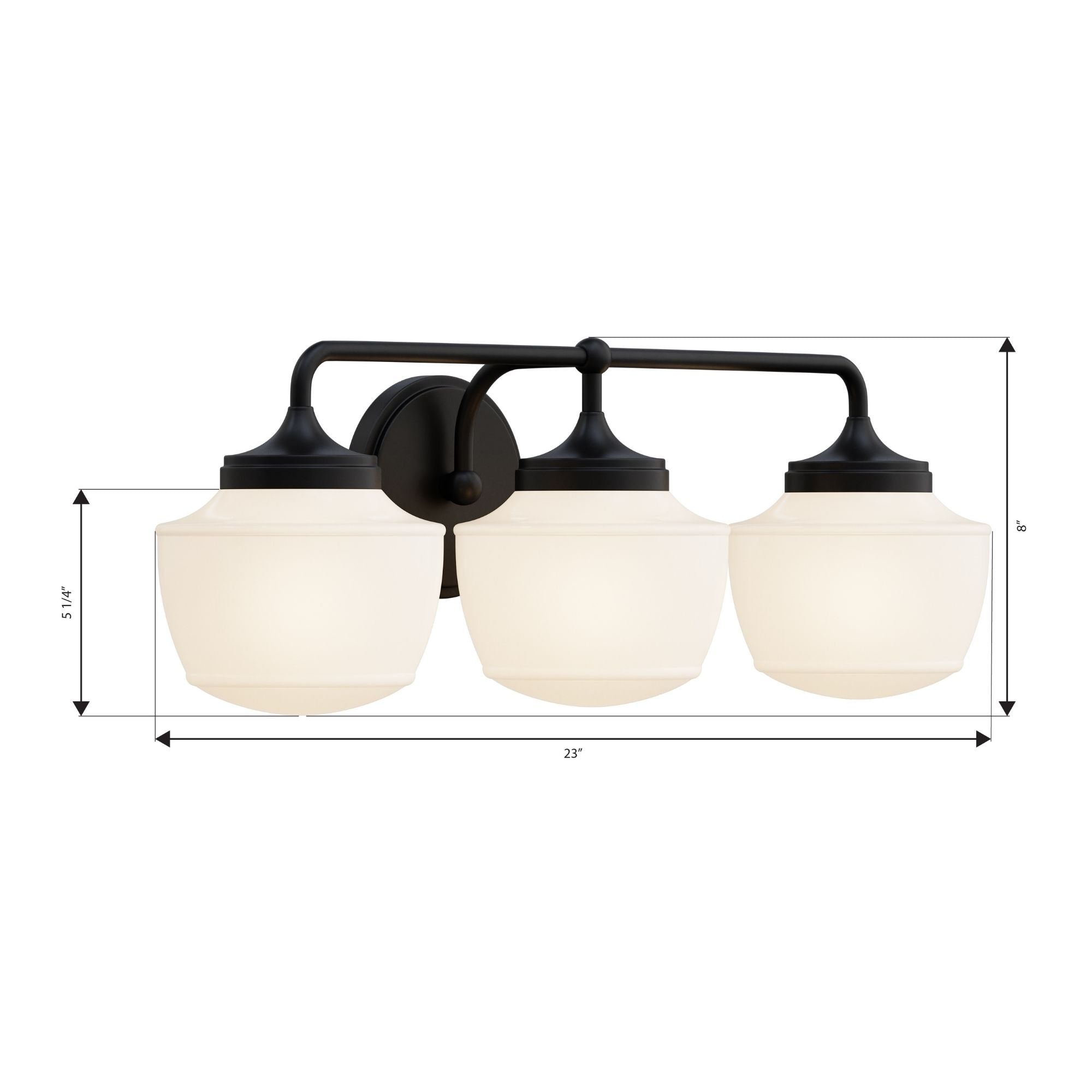 Minka-Lavery Cornwell 23 in. 3-Light Vanity, Dark Matte Black with Etched Opal Glass
