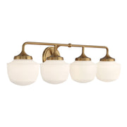 Minka-Lavery Cornwell 32 in. 4-Light Bathroom Vanity Light, Aged Brass with Etched Opal Glass