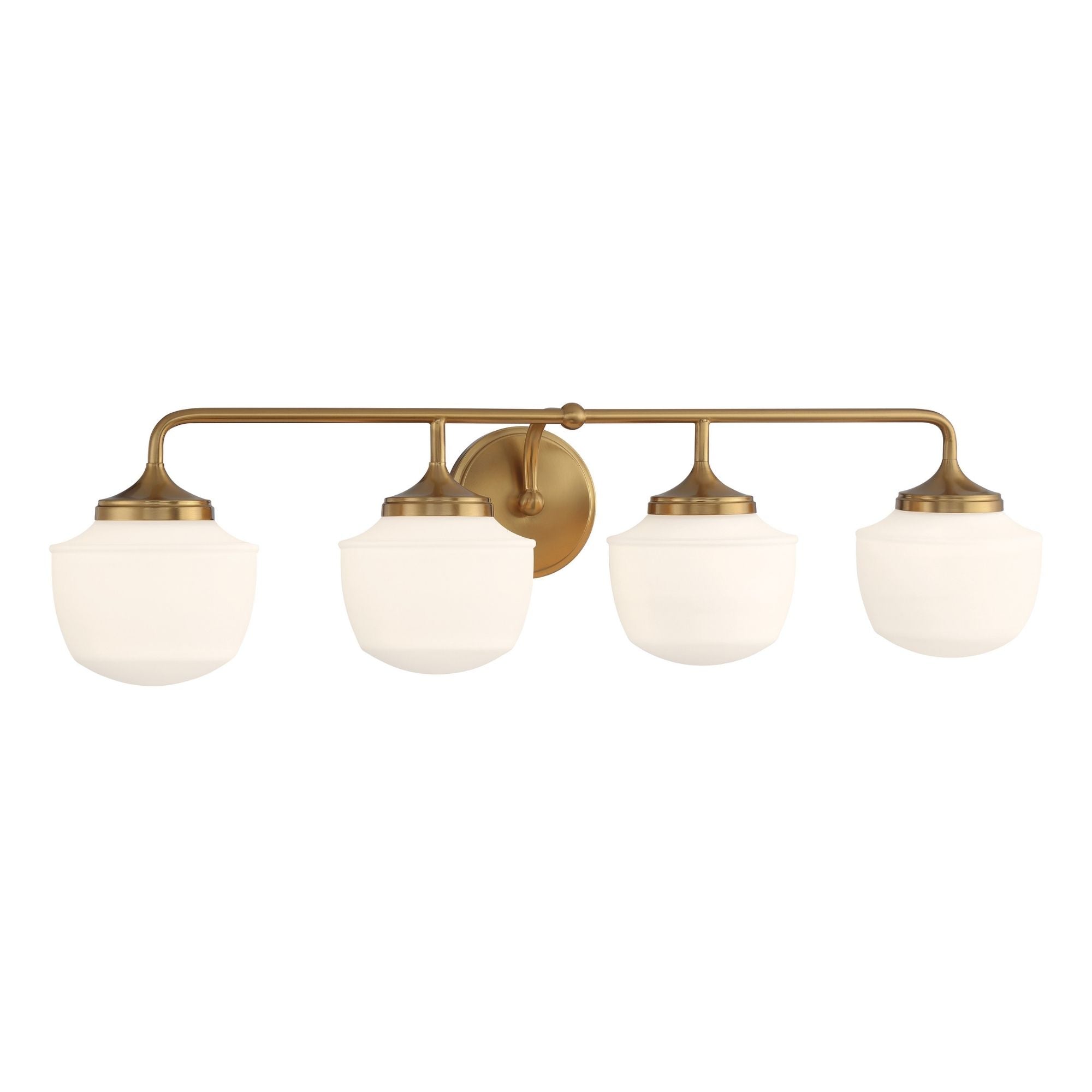Minka-Lavery Cornwell 32 in. 4-Light Bathroom Vanity Light, Aged Brass with Etched Opal Glass