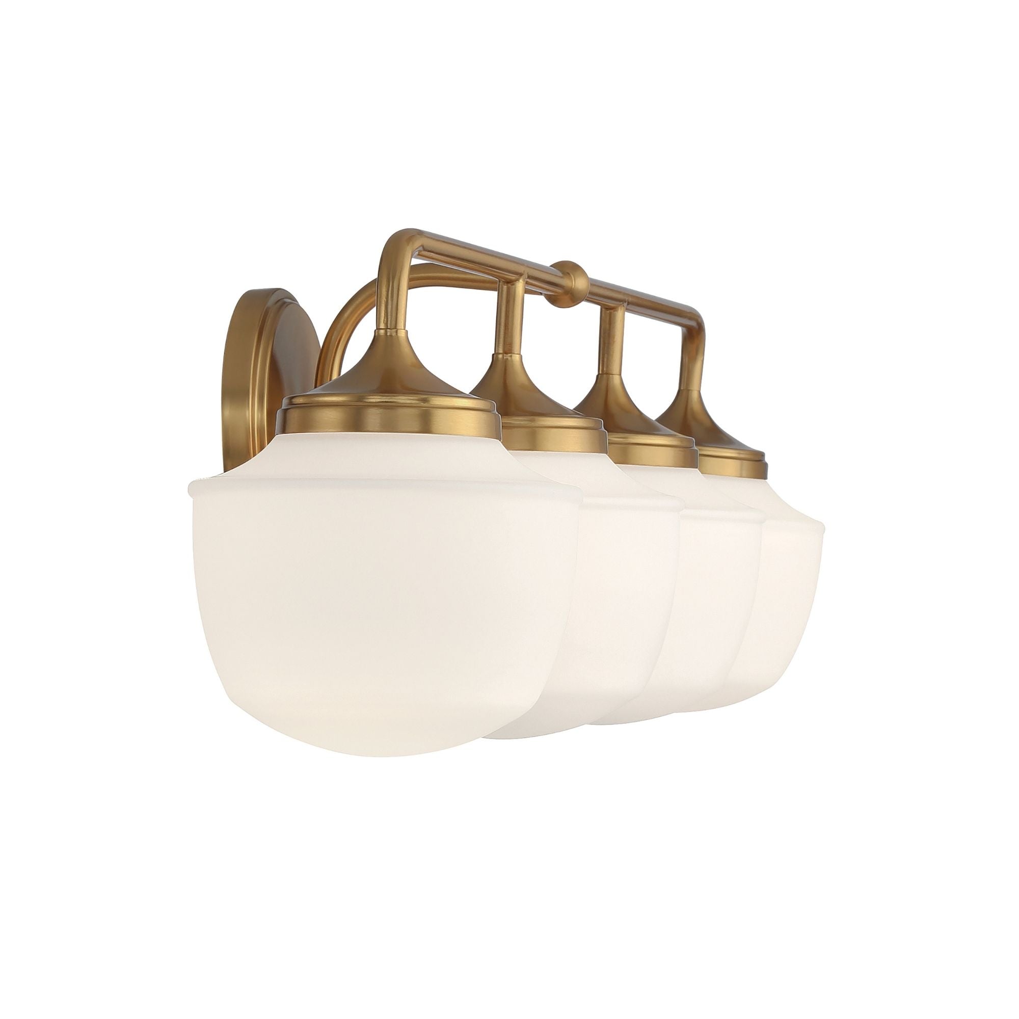 Minka-Lavery Cornwell 32 in. 4-Light Bathroom Vanity Light, Aged Brass with Etched Opal Glass