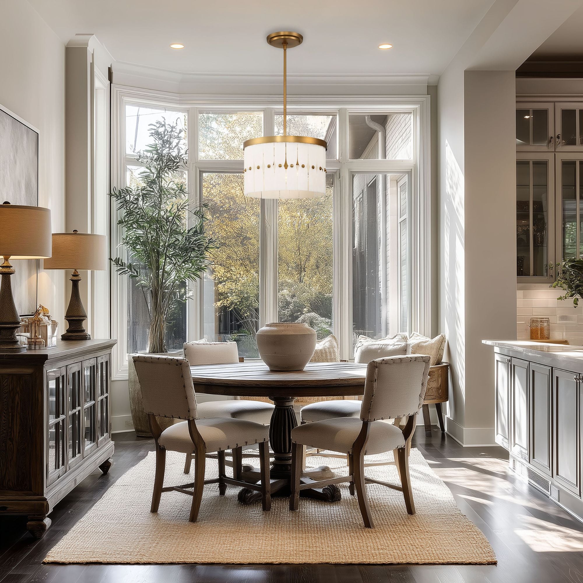 Coronelle 16" 3-Light Convertible Semi Flush/Pendant, Legacy Brass Finish