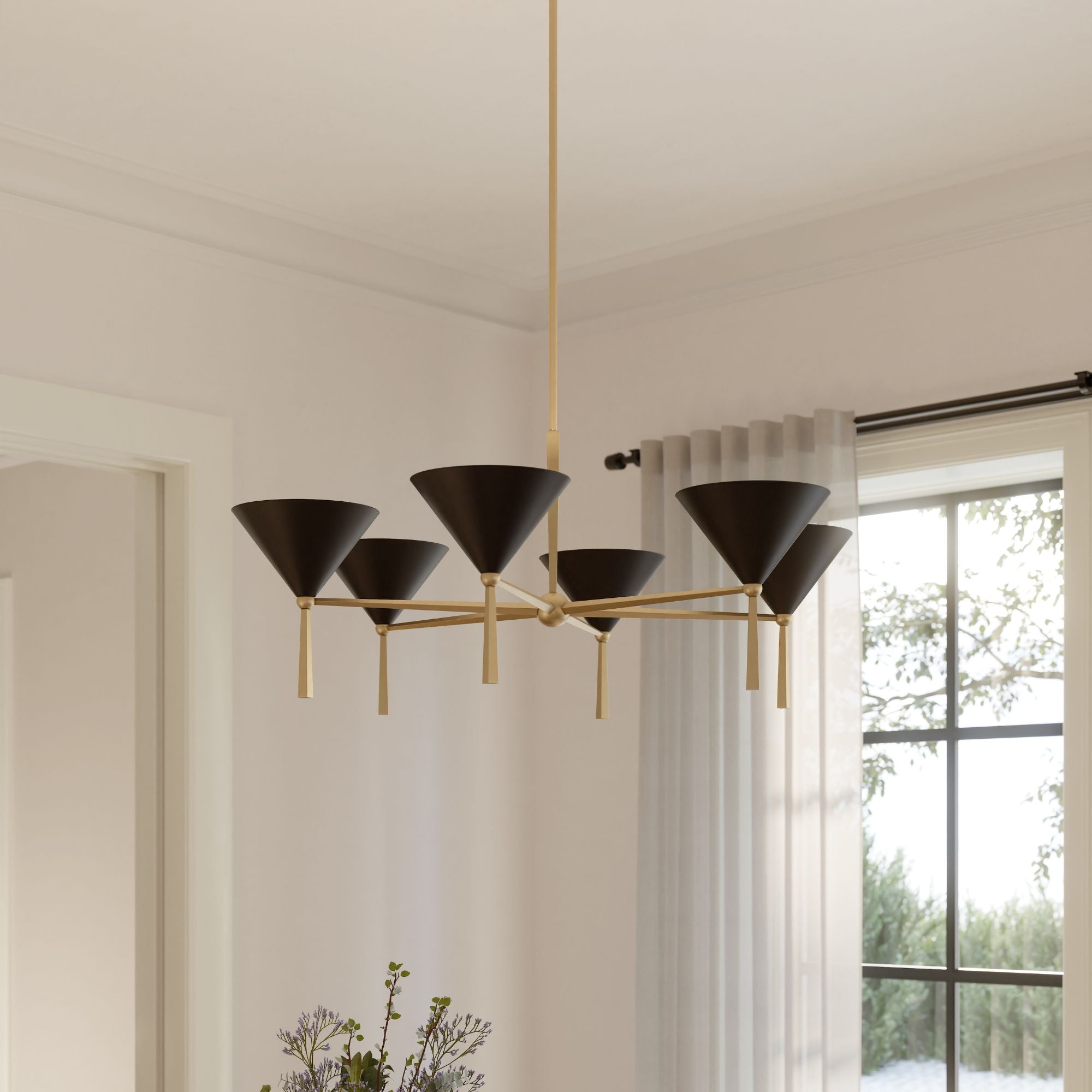 Minka-Lavery Cortan 36 in. 6-Light Chandelier, Legacy Brass & Dark Bronze