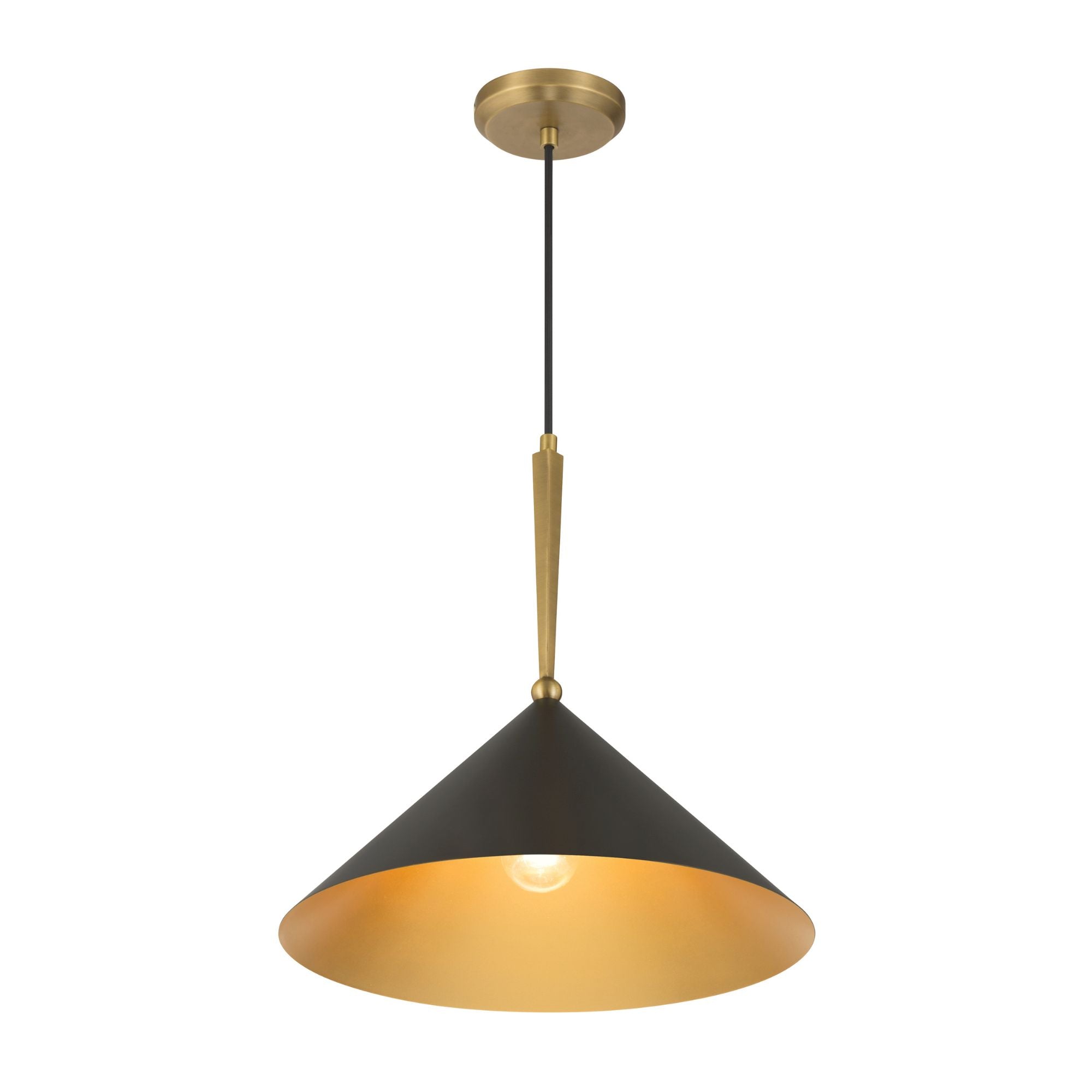 Minka-Lavery Cortan 16.5 in. Pendant Light, Legacy Brass & Dark Bronze with Metal Shade