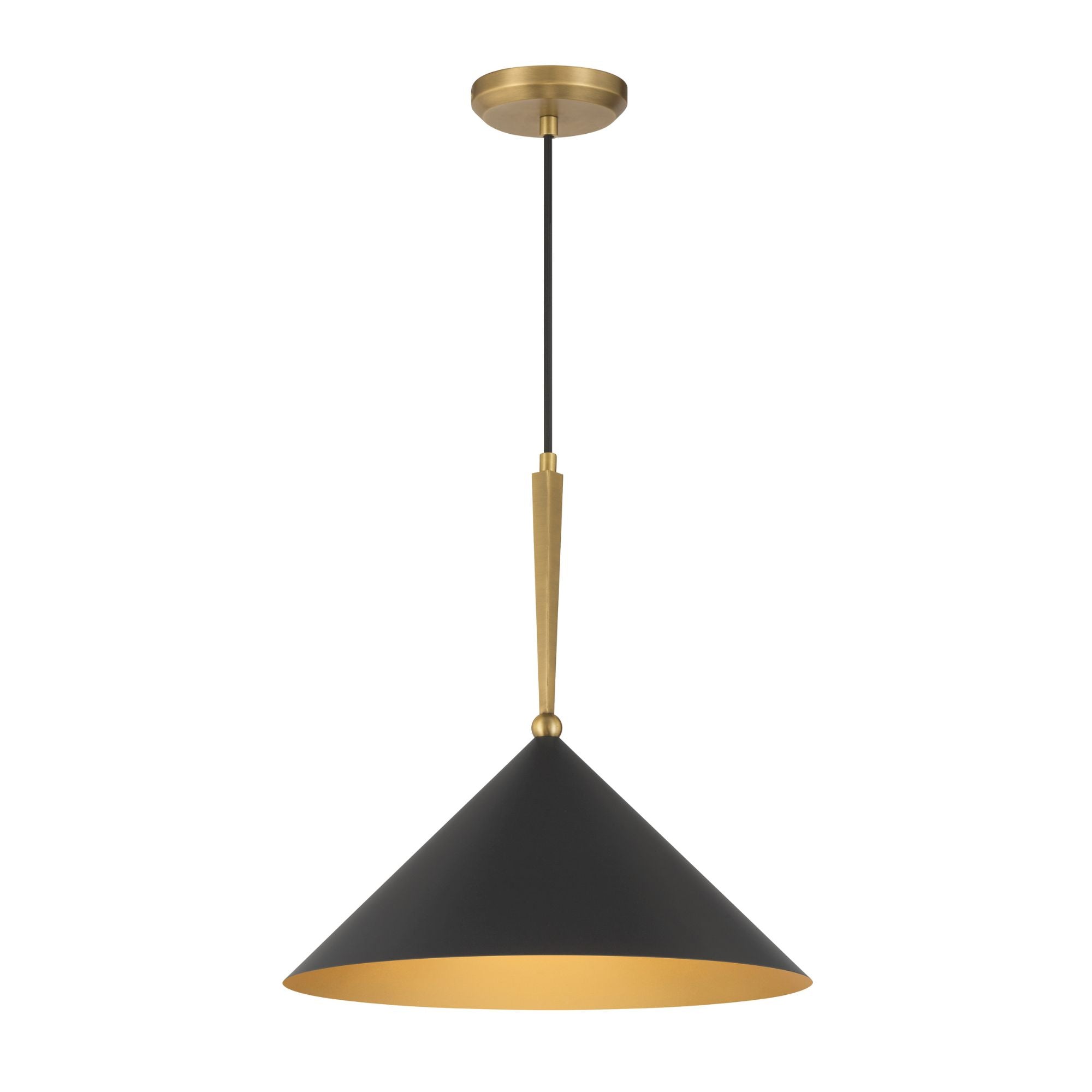 Minka-Lavery Cortan 16.5 in. Pendant Light, Legacy Brass & Dark Bronze with Metal Shade