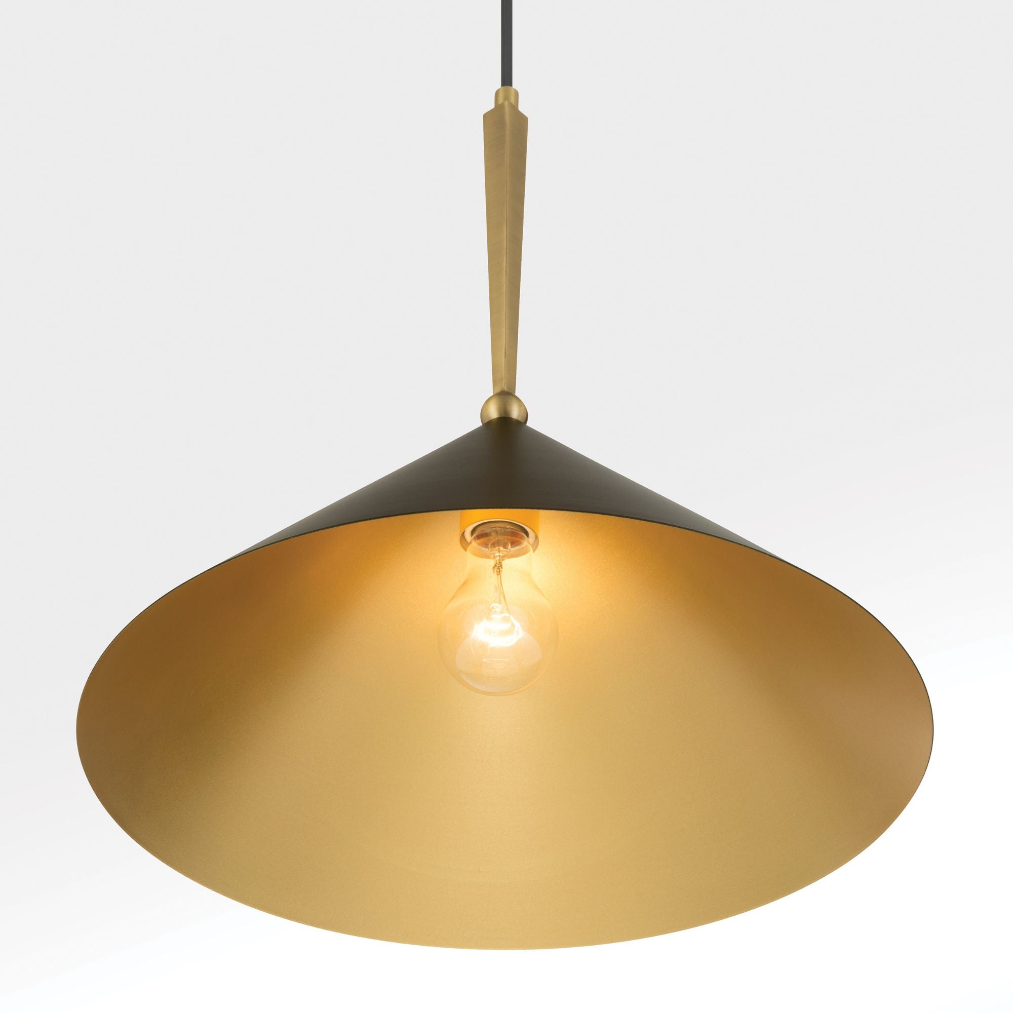 Minka-Lavery Cortan 16.5 in. Pendant Light, Legacy Brass & Dark Bronze with Metal Shade