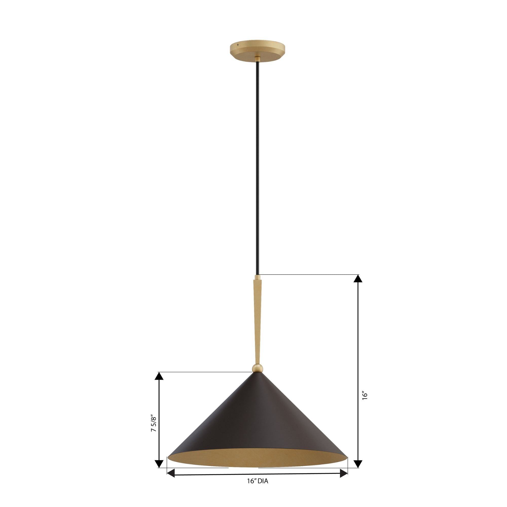 Minka-Lavery Cortan 16.5 in. Pendant Light, Legacy Brass & Dark Bronze with Metal Shade