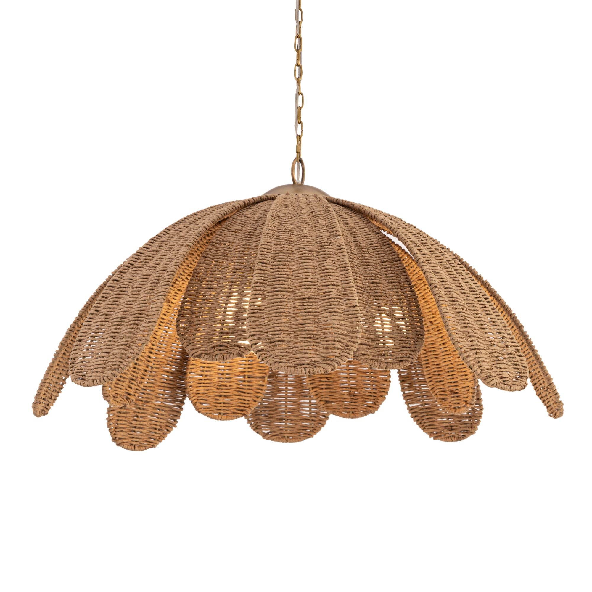 Minka-Lavery Covea 30 in. 3-Light Pendant, Legacy Brass & Natural with Fabric Shade