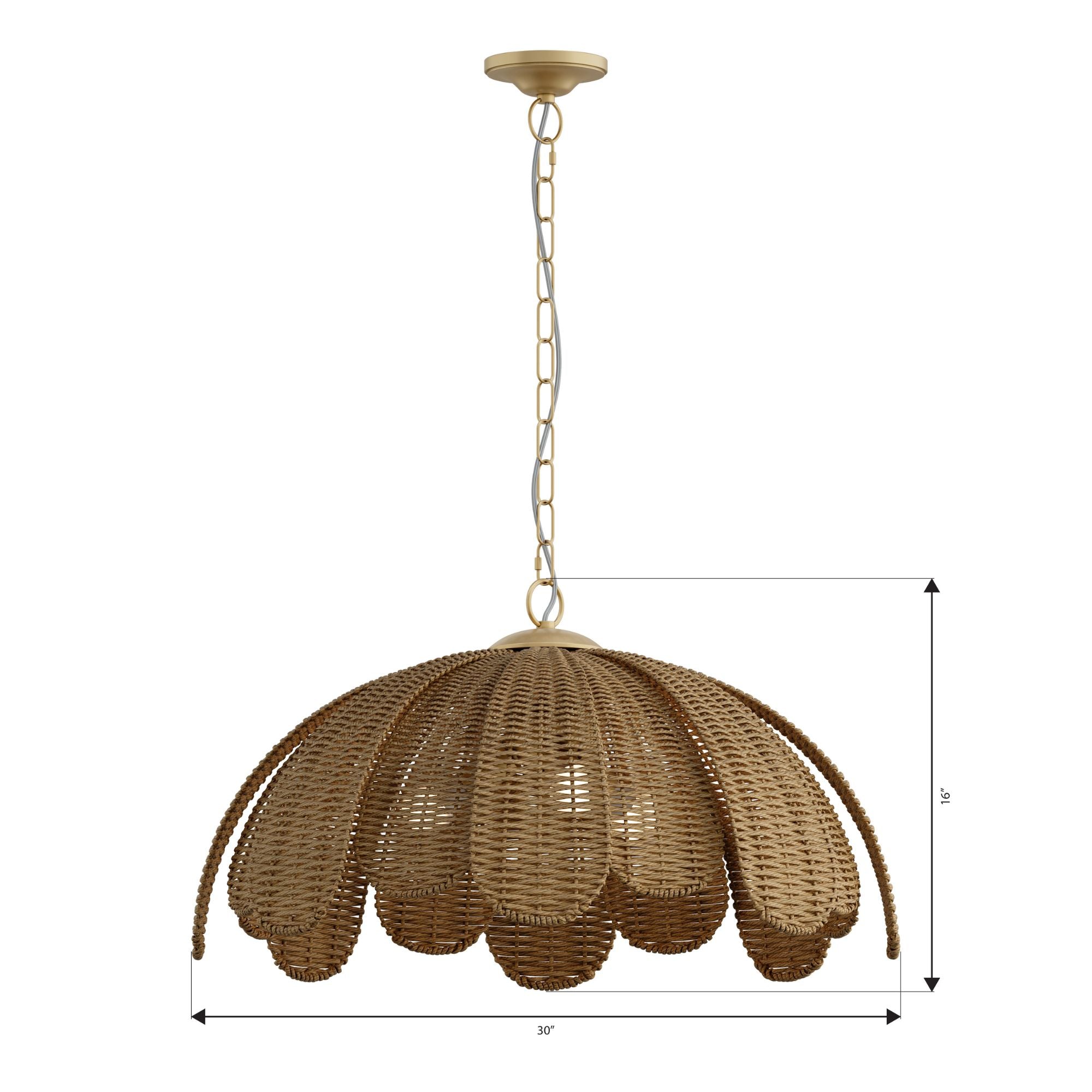 Minka-Lavery Covea 30 in. 3-Light Pendant, Legacy Brass & Natural with Fabric Shade