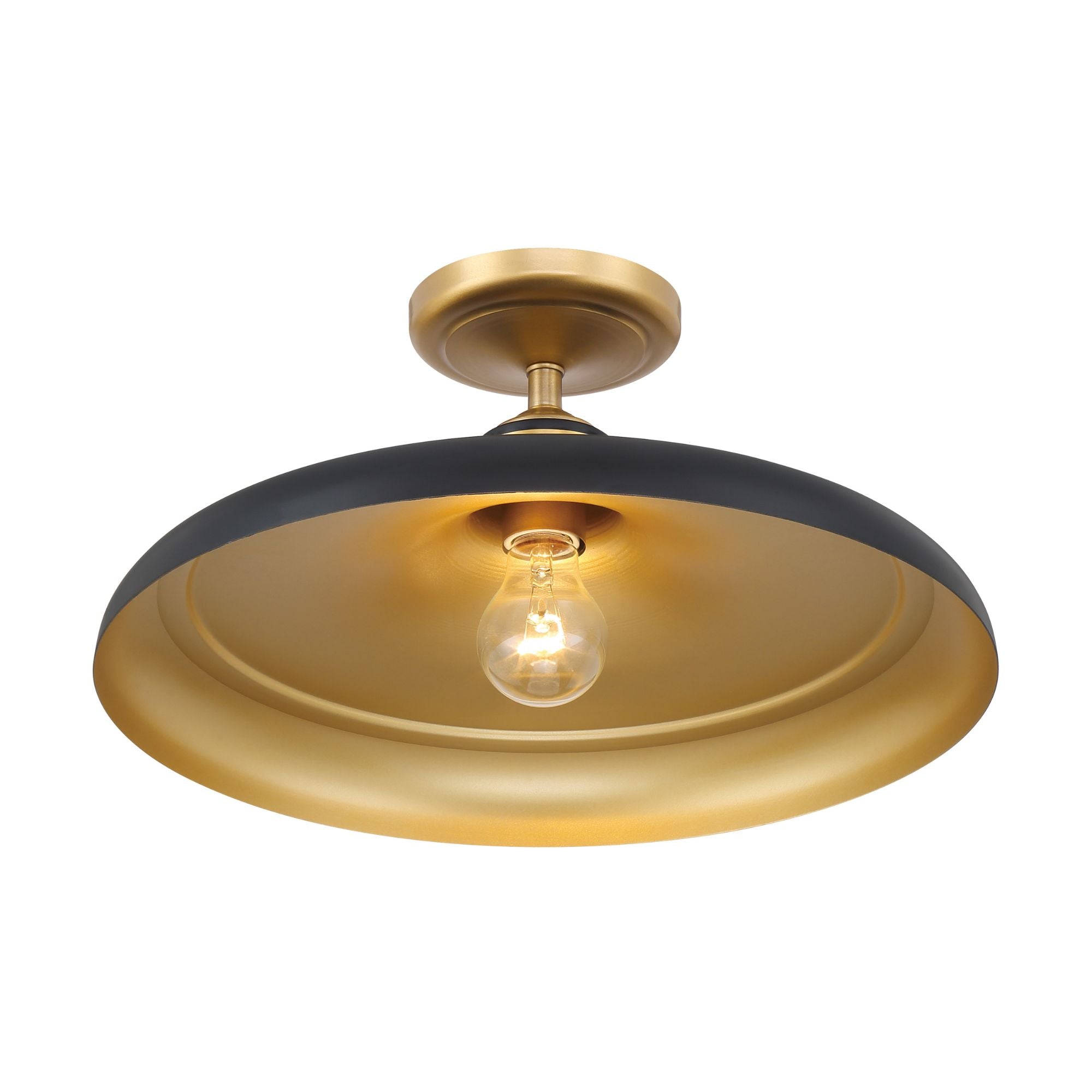 Crowne 16" Semi-Flush Mount, Legacy Brass & Dark Matte Black Finish